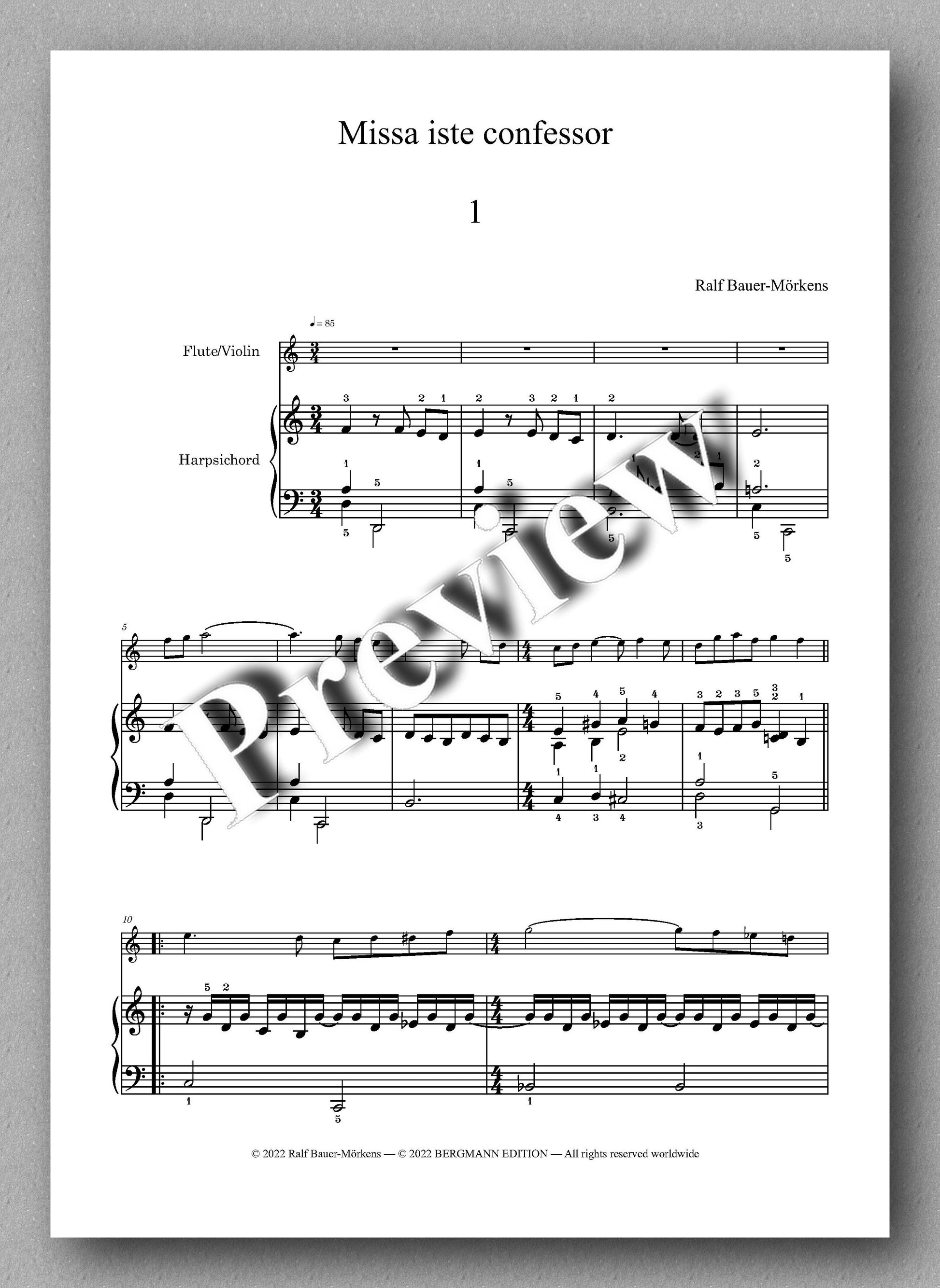 Ralf Bauer-Mörkens, Missa iste confessor - preview of the music score 1