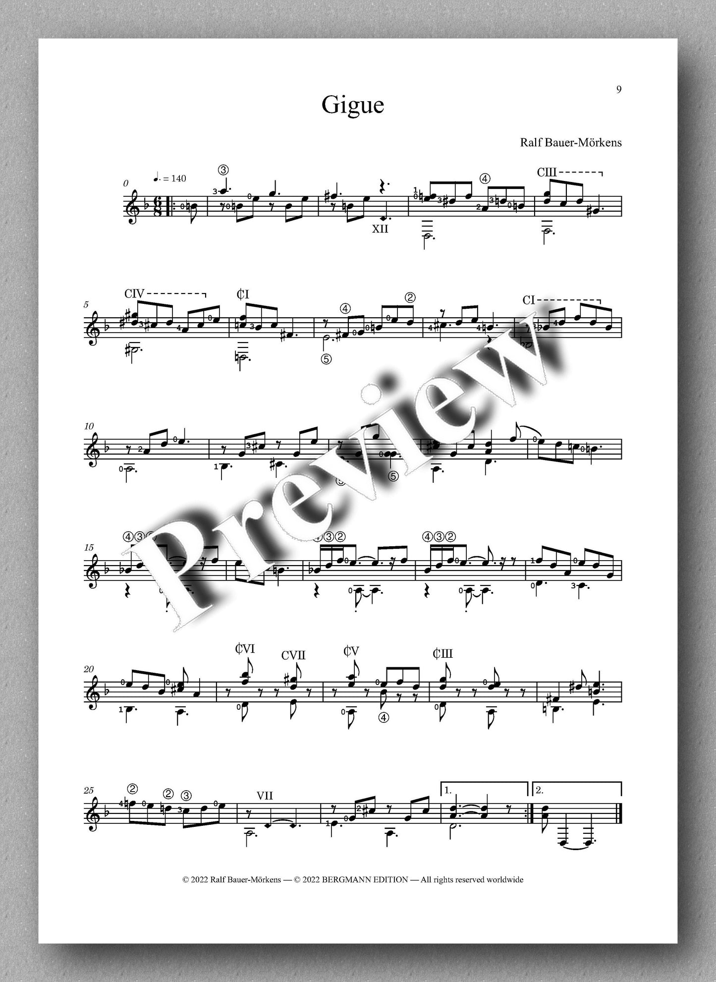 Ralf Bauer-Mörkens, Suite in d-minor - preview of the music score 3