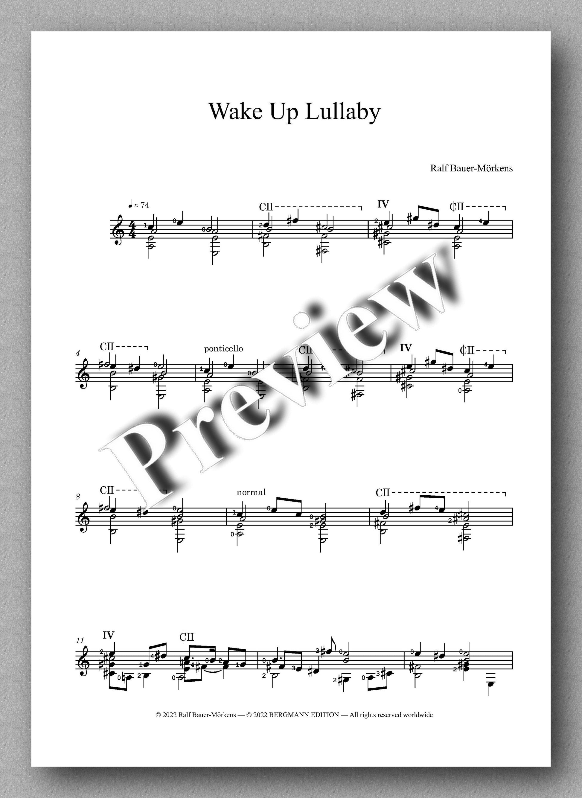 Wake Up Lullaby by Ralf Bauer-Mörkens - Music score