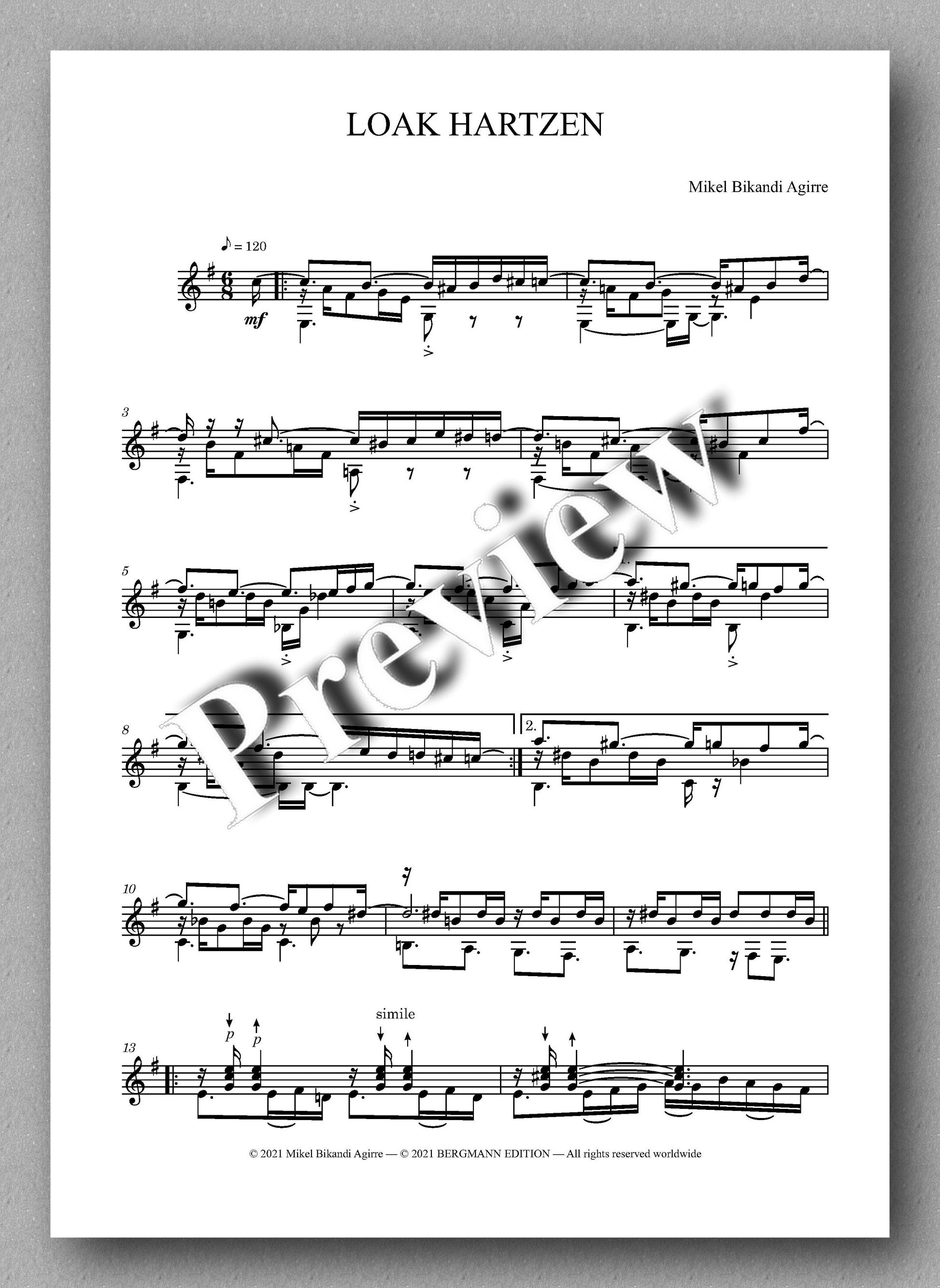 Bikandi, Loak Harzen - music score 1