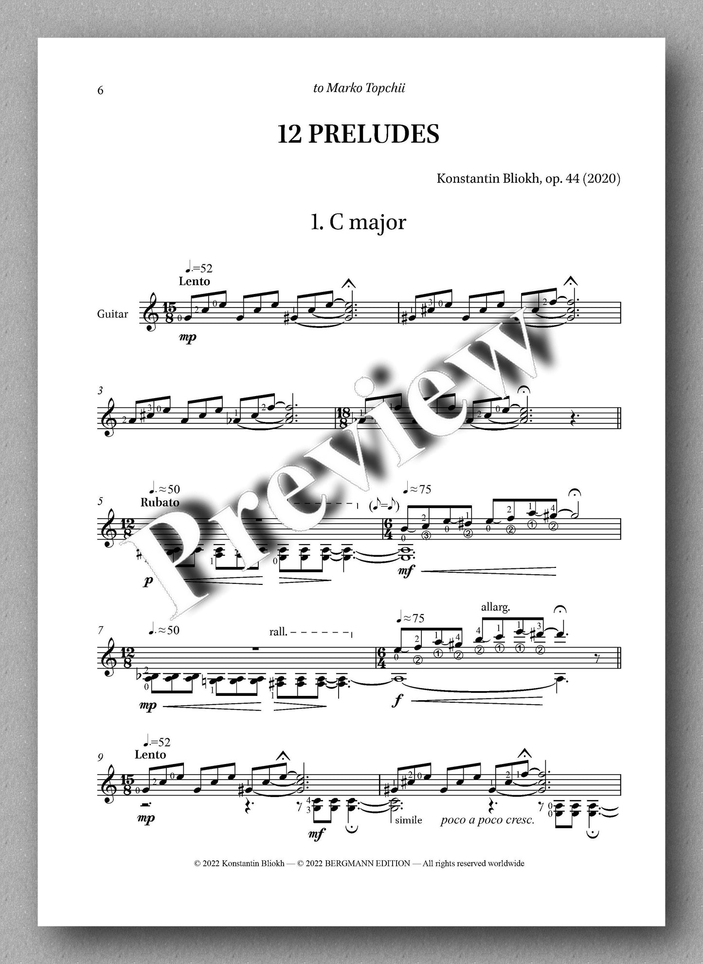 Bliokh, 12 Preludes - Prelude 1