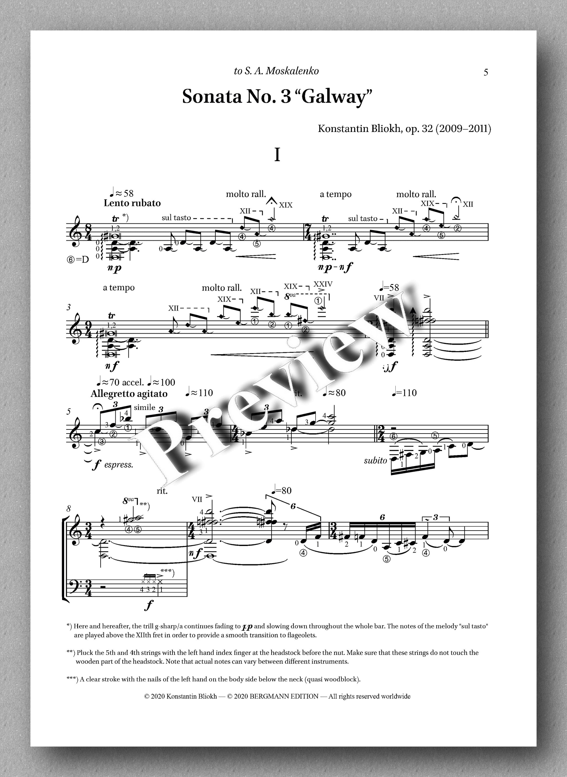 Konstantin Bliokh, Sonata No. 3, GALWAY - preview of the music score 1