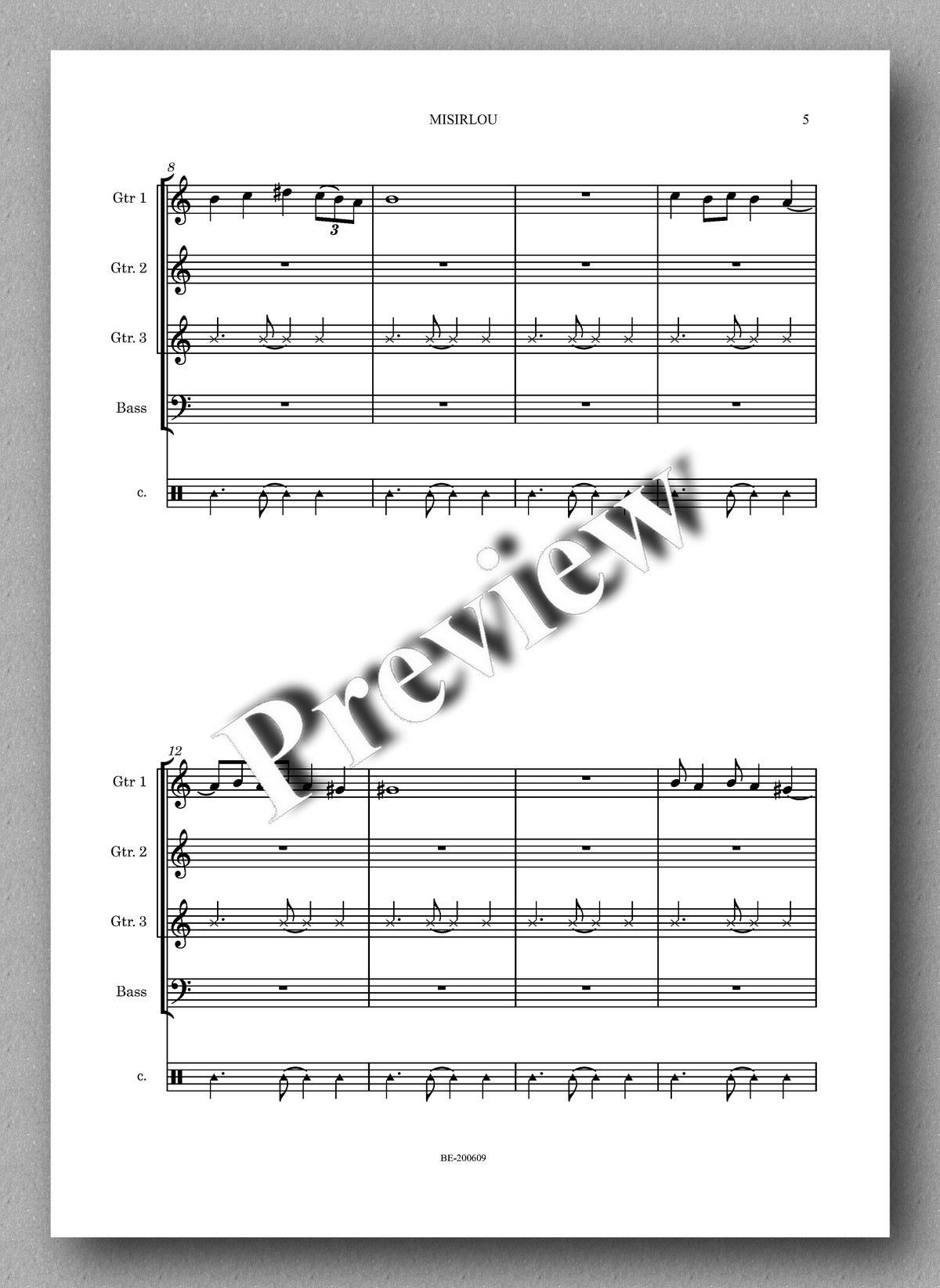 Lincoln Brady, Misirlou - preview of the music score 2
