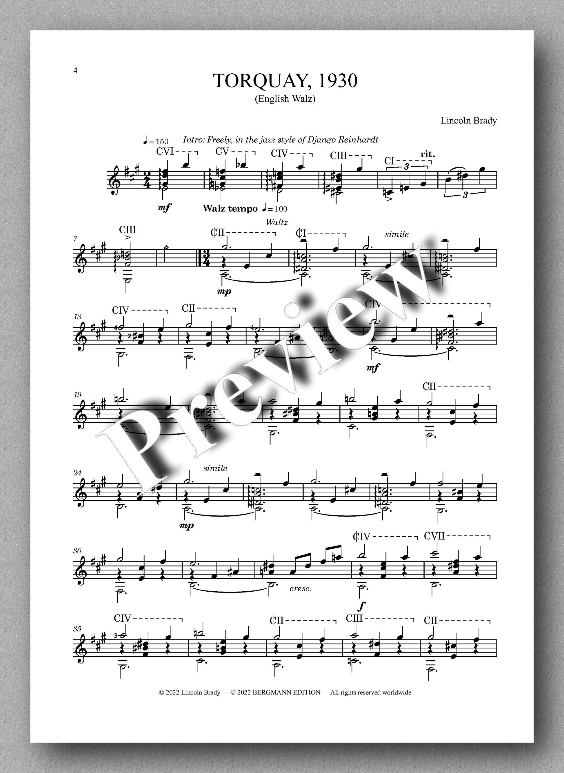 Brady, Torquay, 1930 - music score
