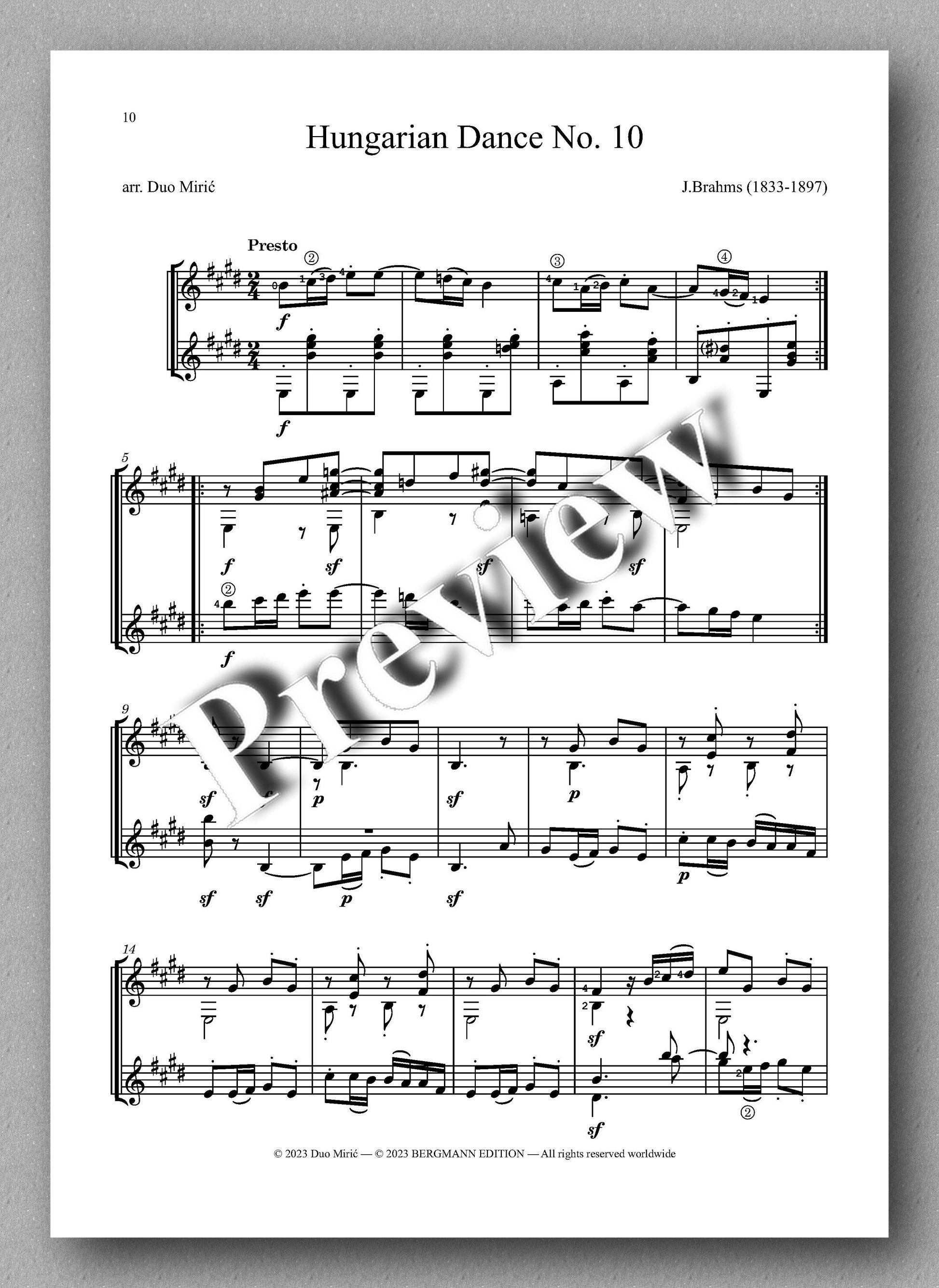 J. Brahms, Three Hungarian Dances, preview of the music score 2