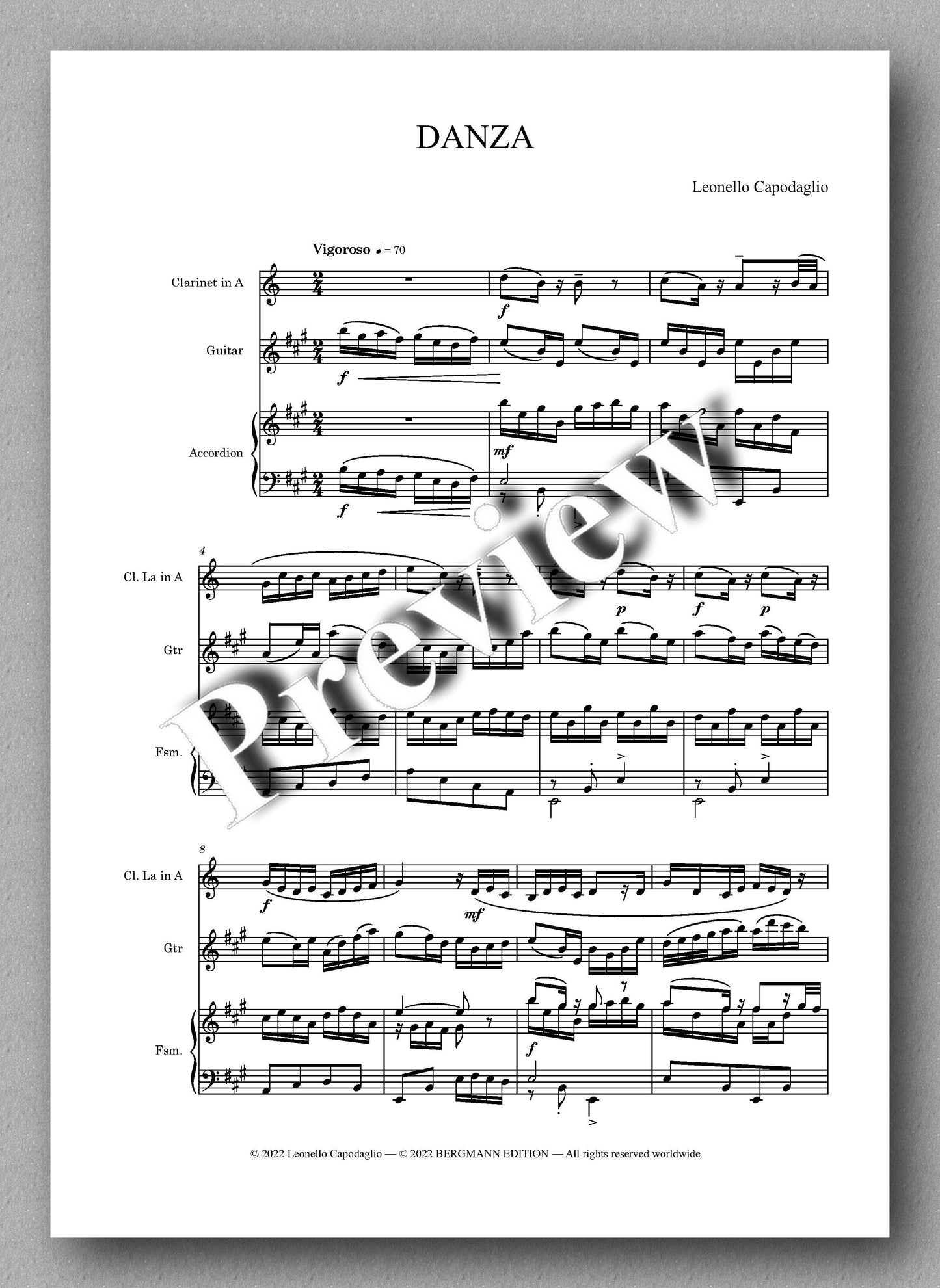 DANZA Op. 512 by  Leonello Capodaglio - preview of the music score 1