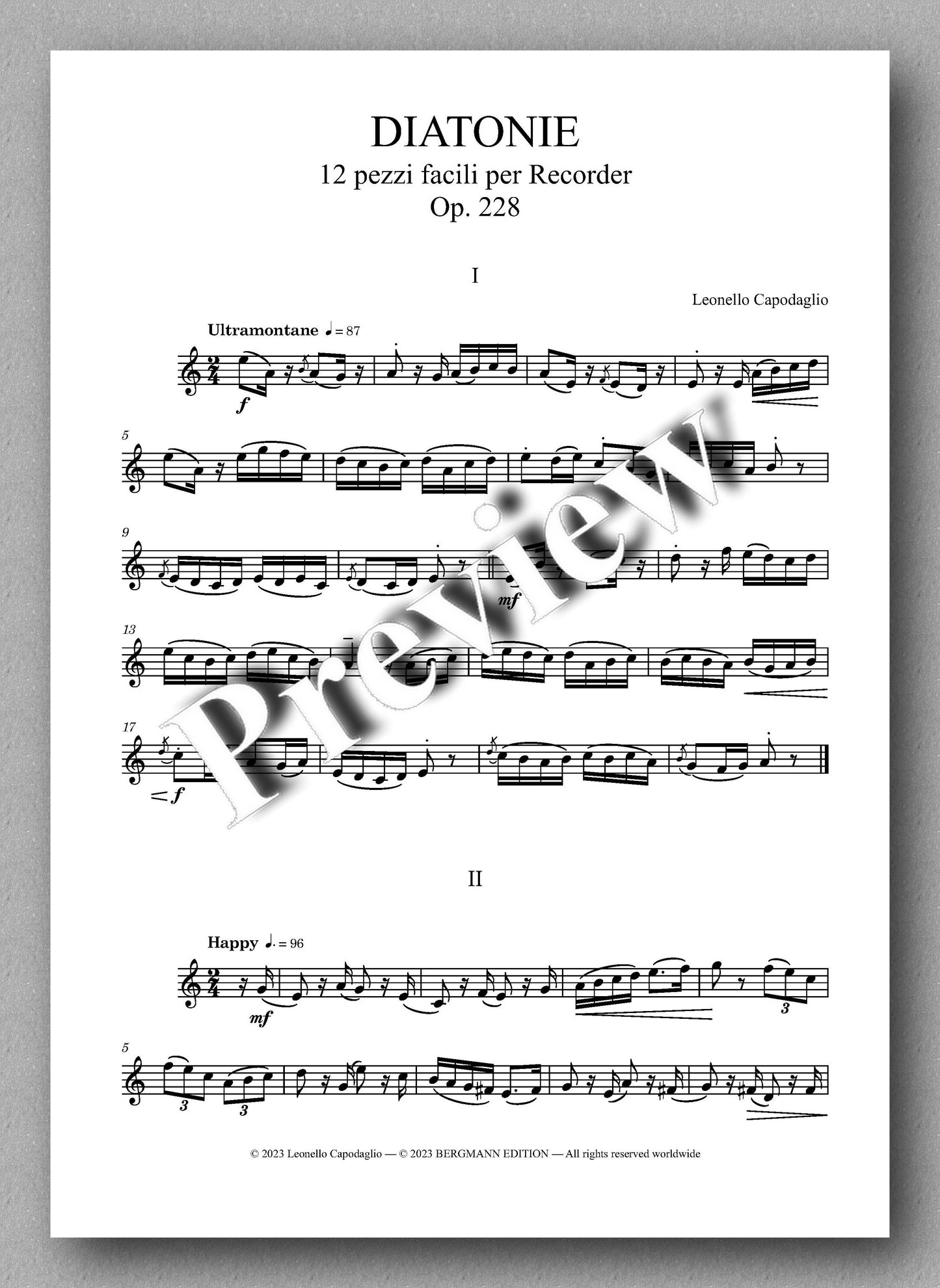 DIATONIE, Op. 228 by  Leonello Capodaglio - preview of the music score 1