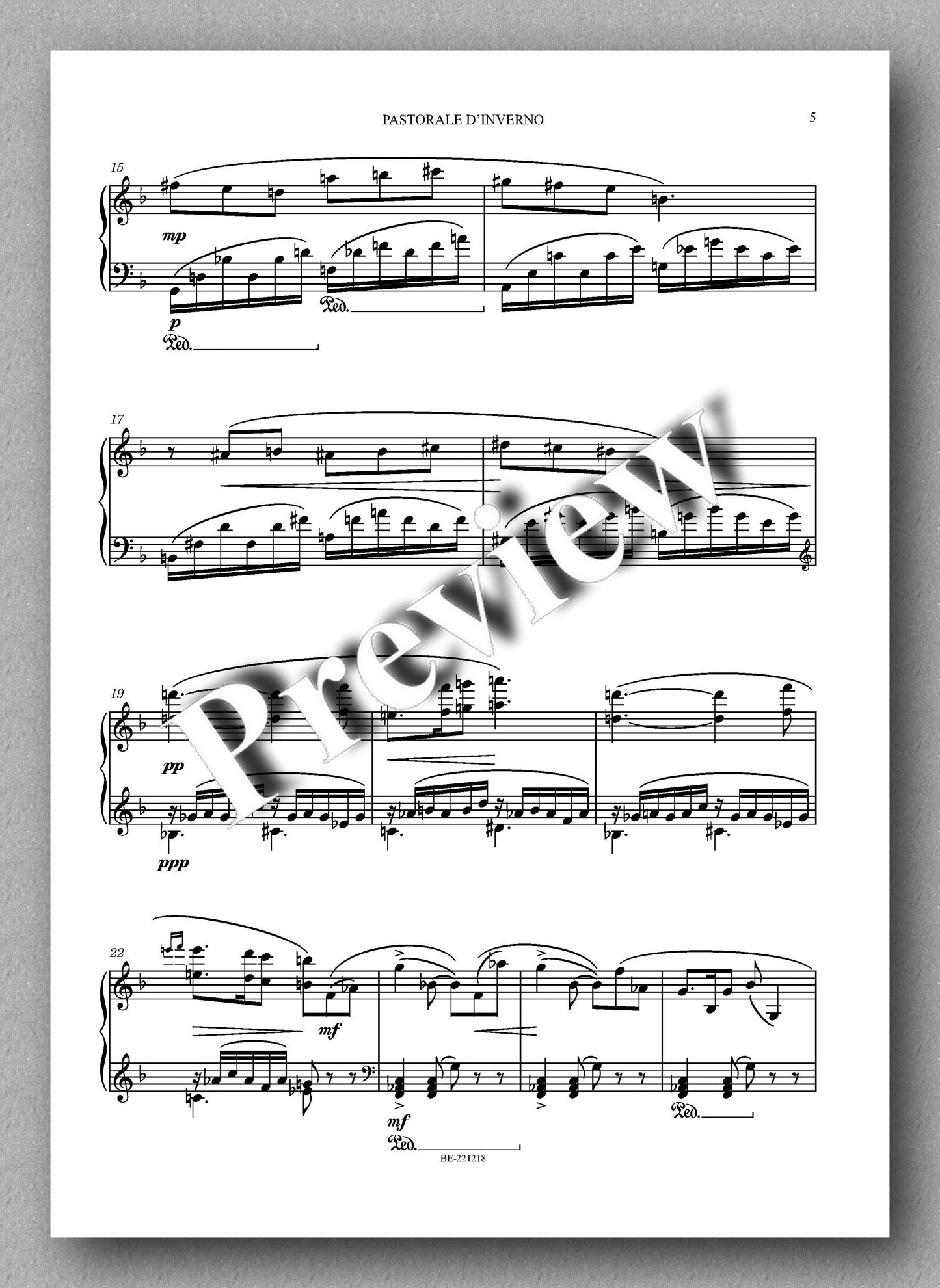 PASTORALE D’INVERNO, op. 442 by  Leonello Capodaglio -  preview of the music score 2