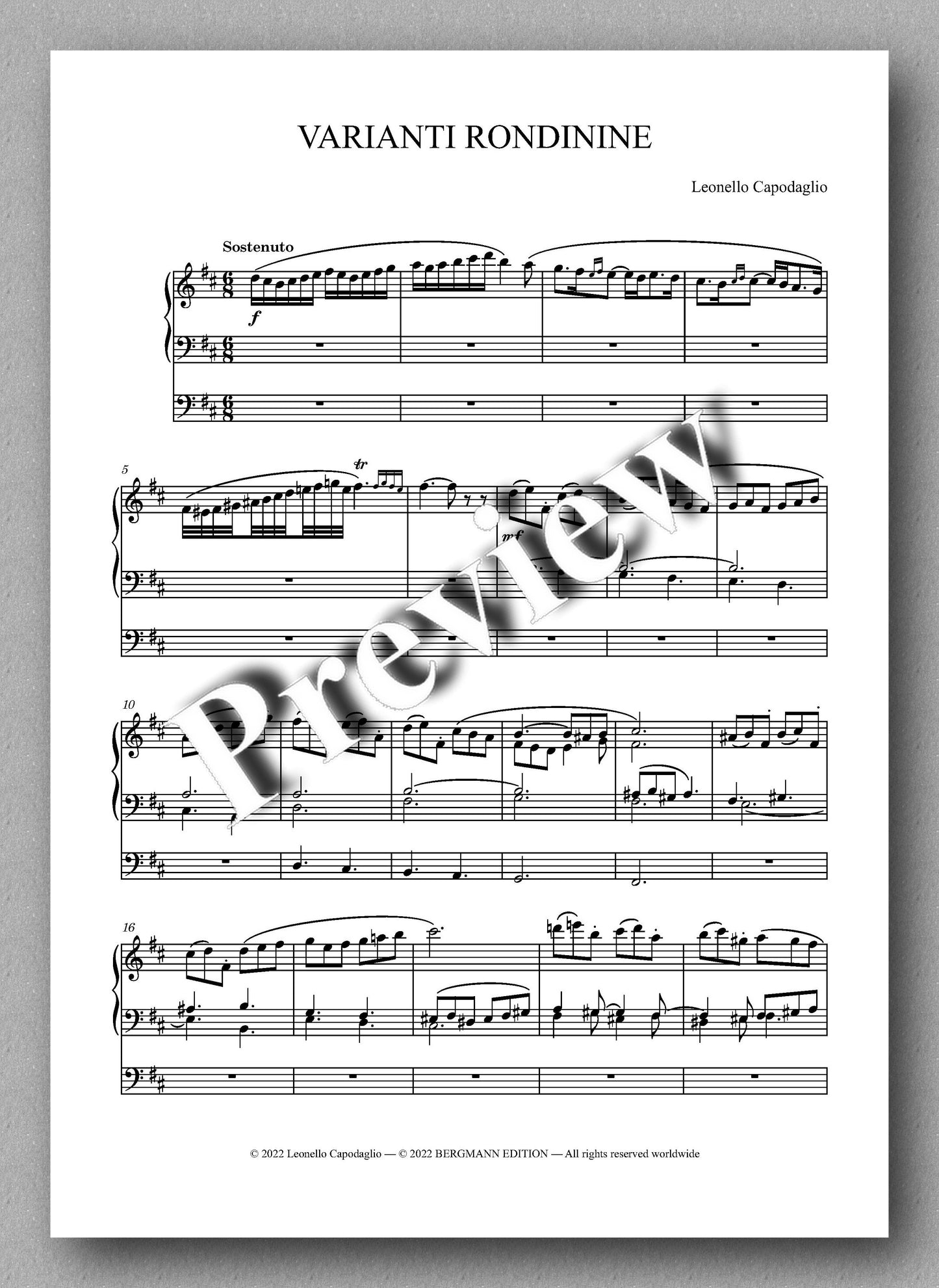 VARIANTI RONDININE by  Leonello Capodaglio - preview of the music score 1