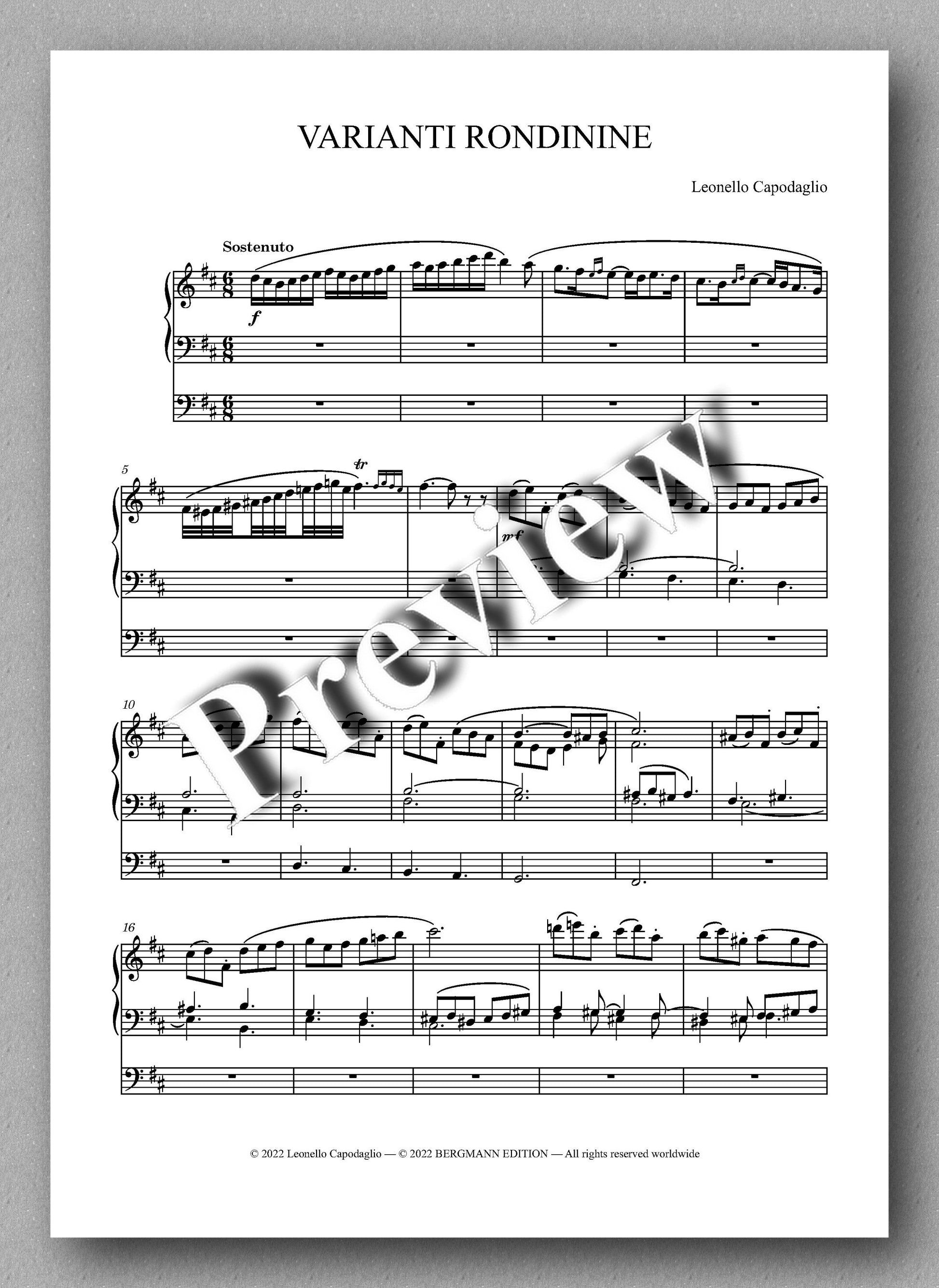 VARIANTI RONDININE by  Leonello Capodaglio - preview of the music score 1