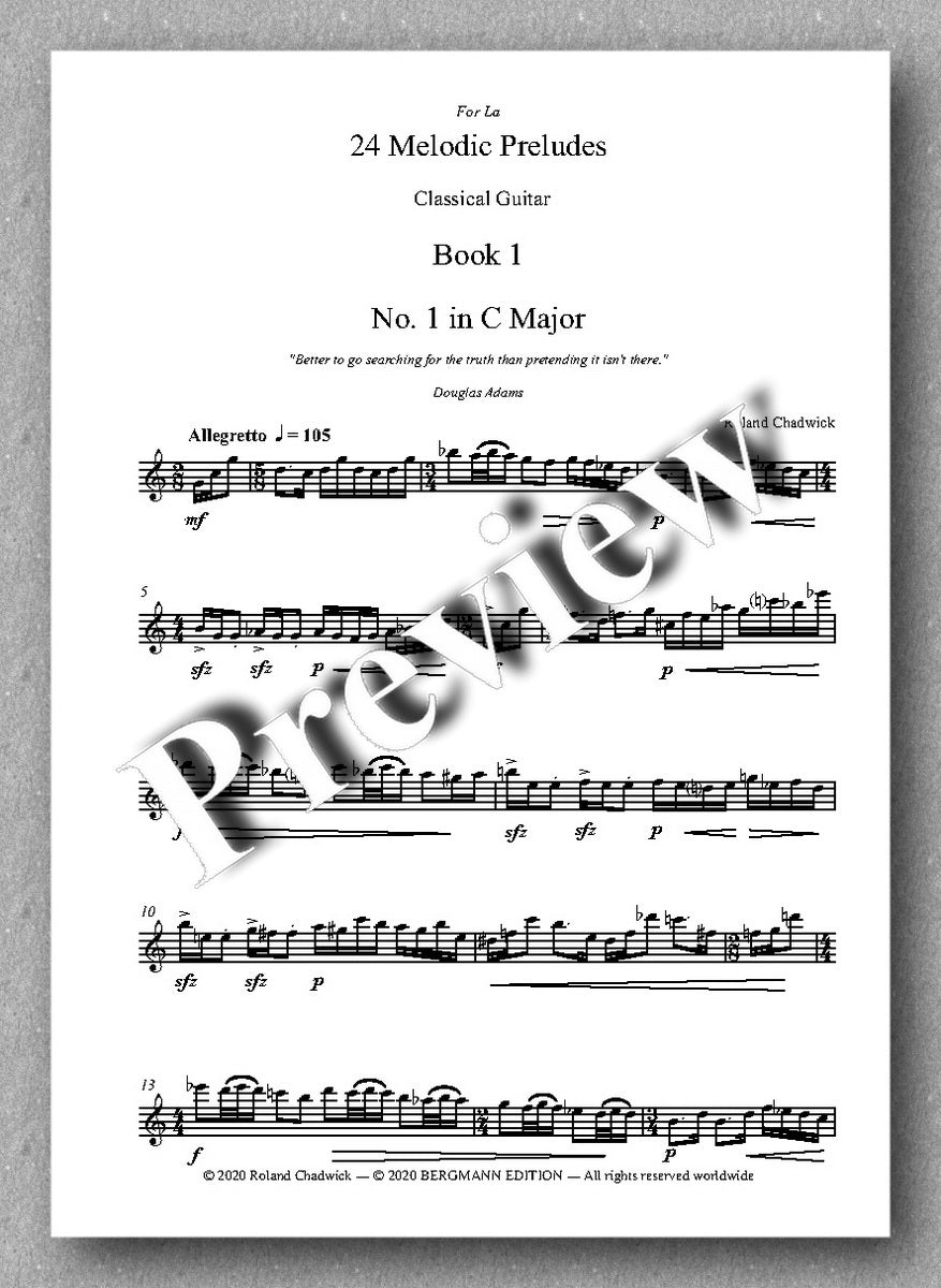 Roland Chadwick, 24 Melodic Preludes, Book 1 - preview of the music score 1