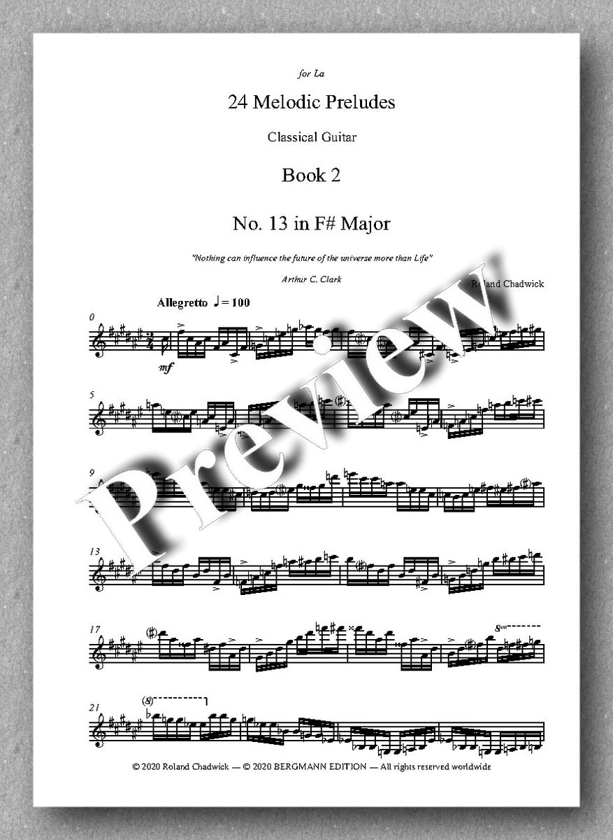 Roland Chadwick, 24 Melodic Preludes, Book 2 - preview of the music score 1
