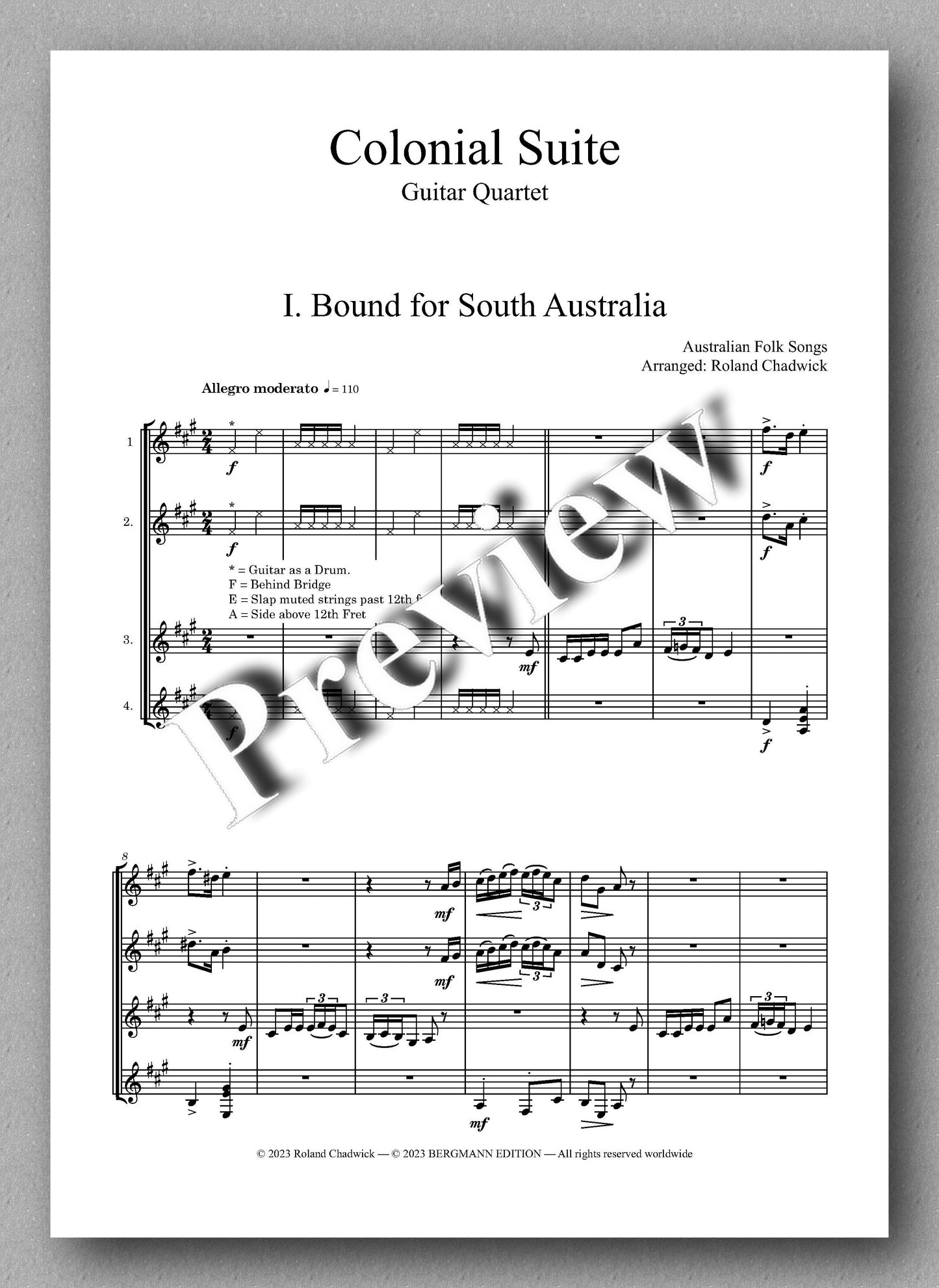 Roland Chadwick, Colonial Suite - preview of the music score 1