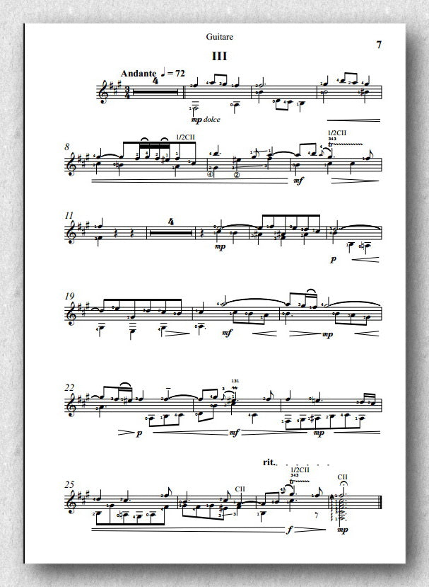 Concert for guitar and chamber orchestra in A major. Guitar part.