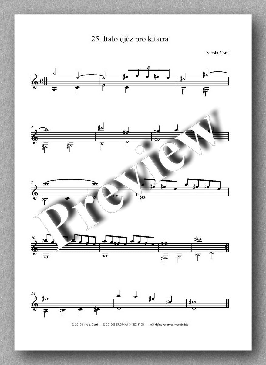 Nicola Corti, 6. Suite Jazz, for solo guitar - preview of the music score 1