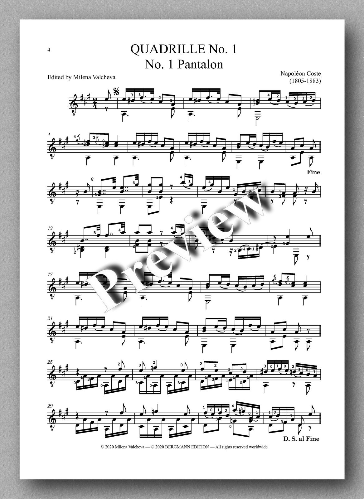 Napoléon Coste,  Deux Quadrilles de Contredanses Op. 3  - preview of the music score 1