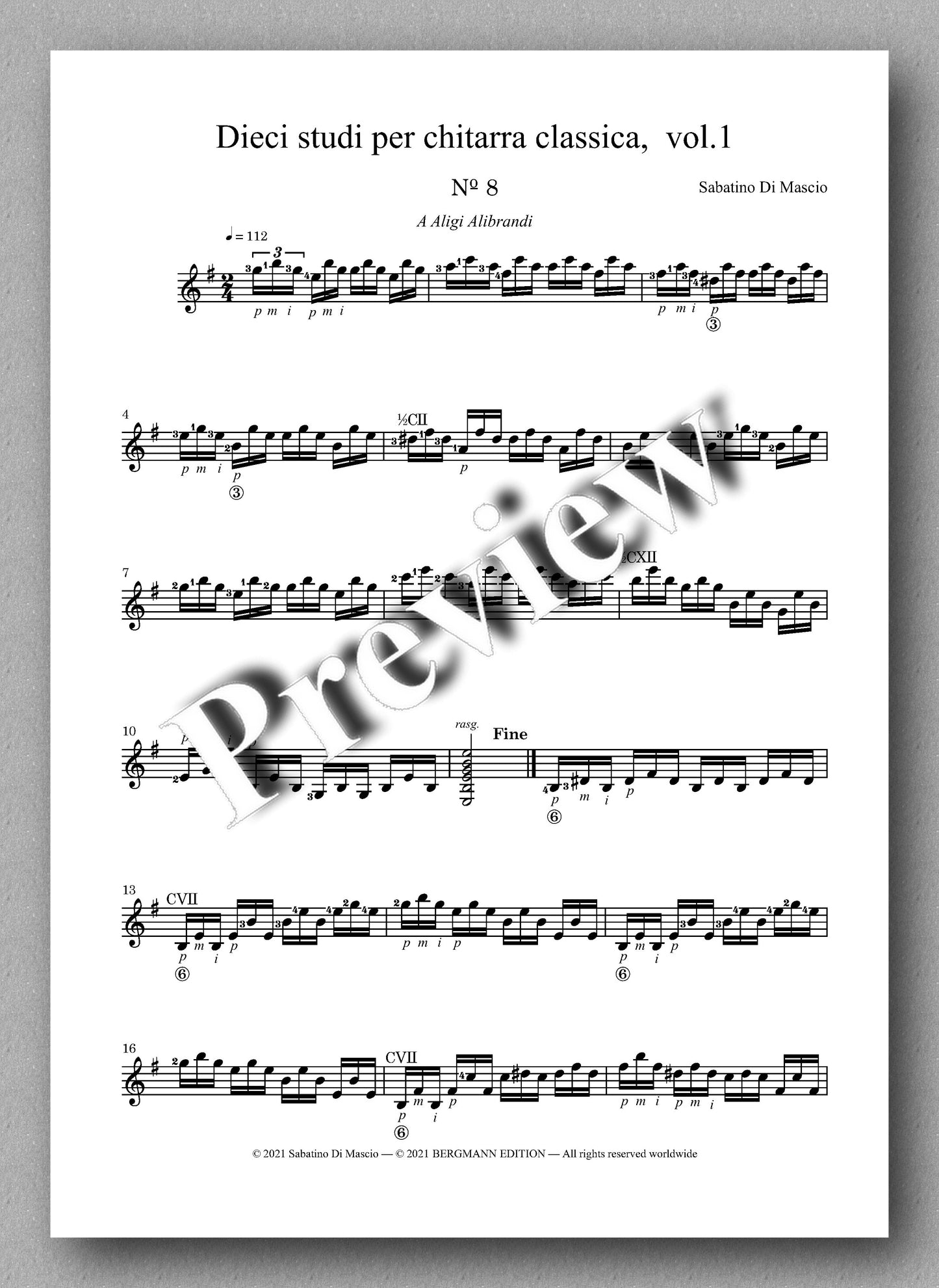Di Mascio, Dieci studi per chitarra, Vol. 1 - music score 3