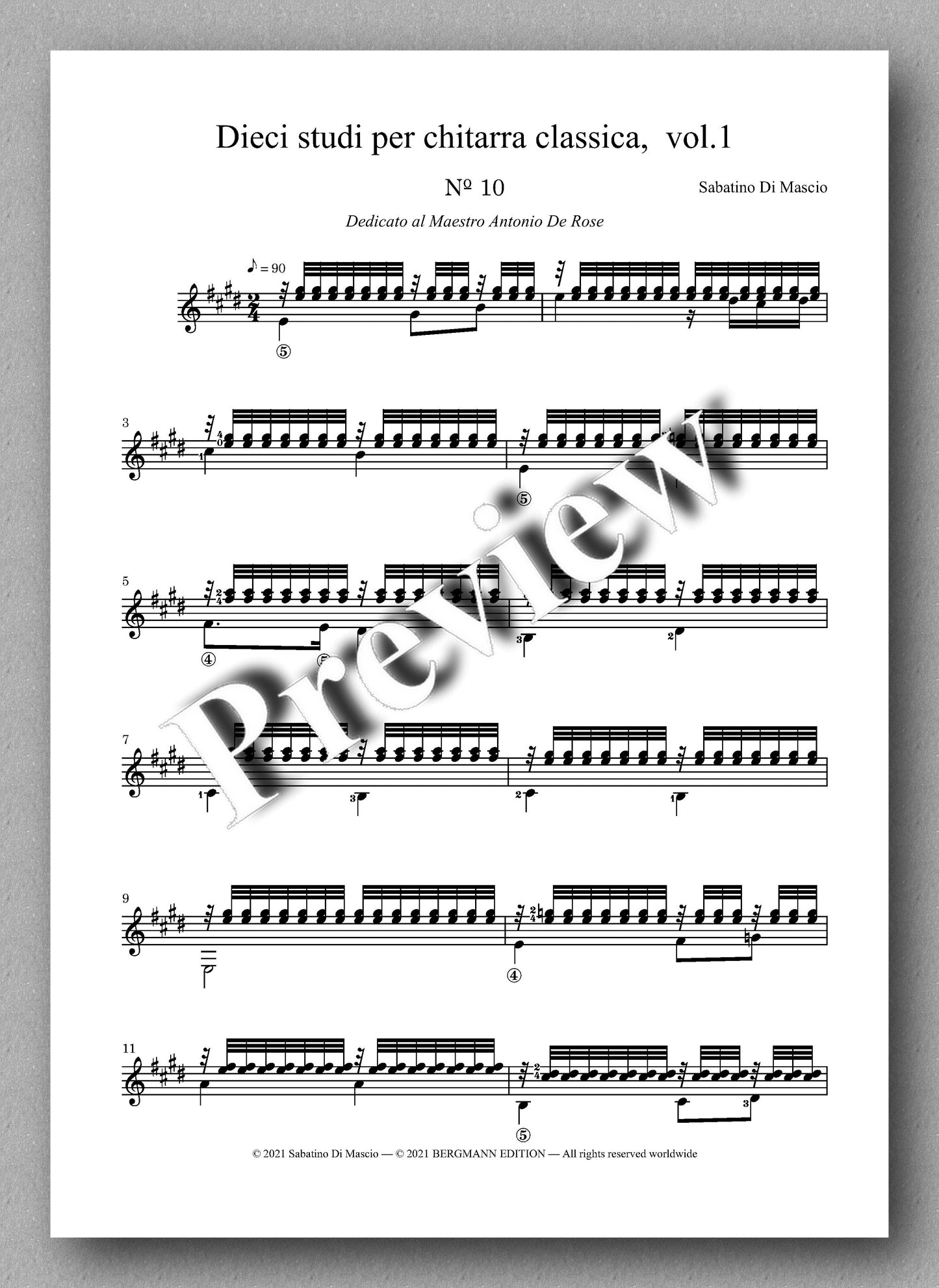 Di Mascio, Dieci studi per chitarra, Vol. 1 - music score 4