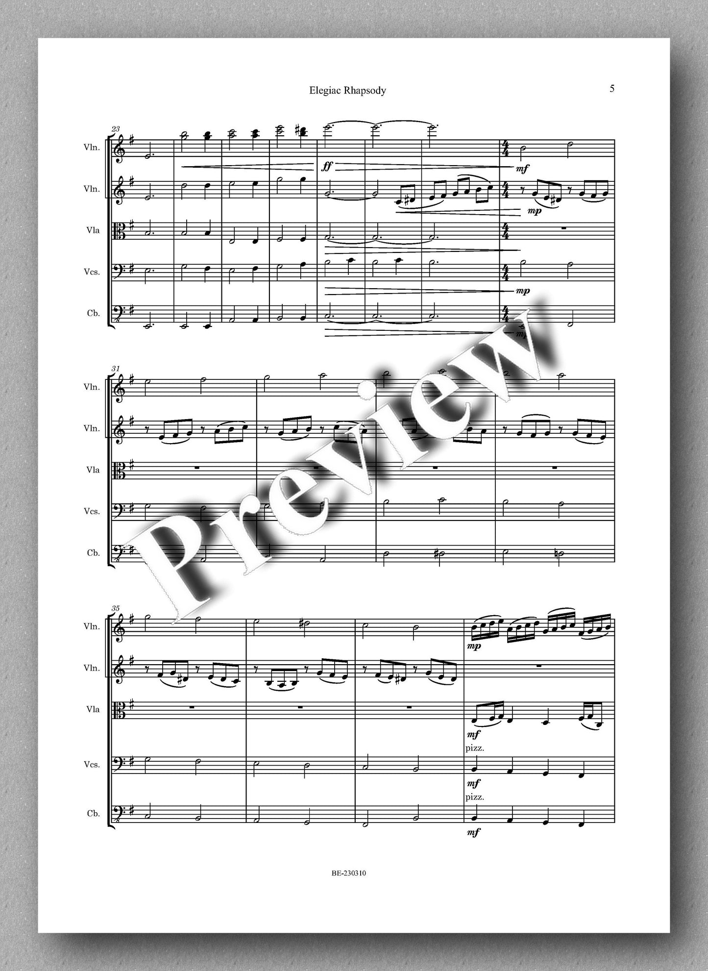Filip Alilovic, Elegiac Rhapsody - preview of the music score 2