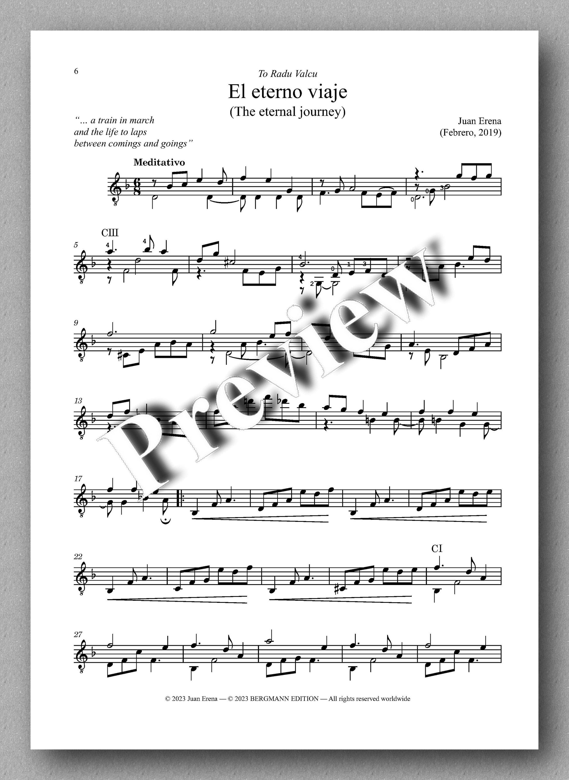Erena, El eterno viaje - preview of the music score 1