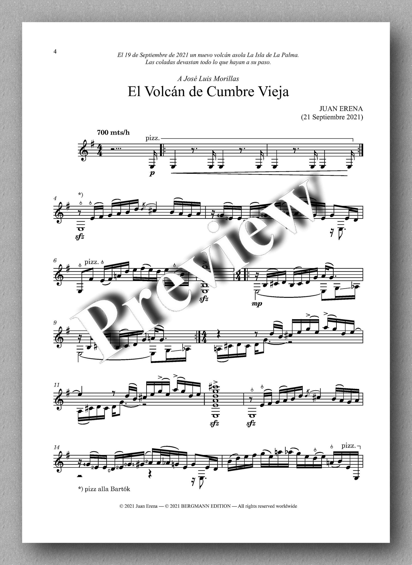 Erena, El Volcán de Cumbre Vieja - music score 1