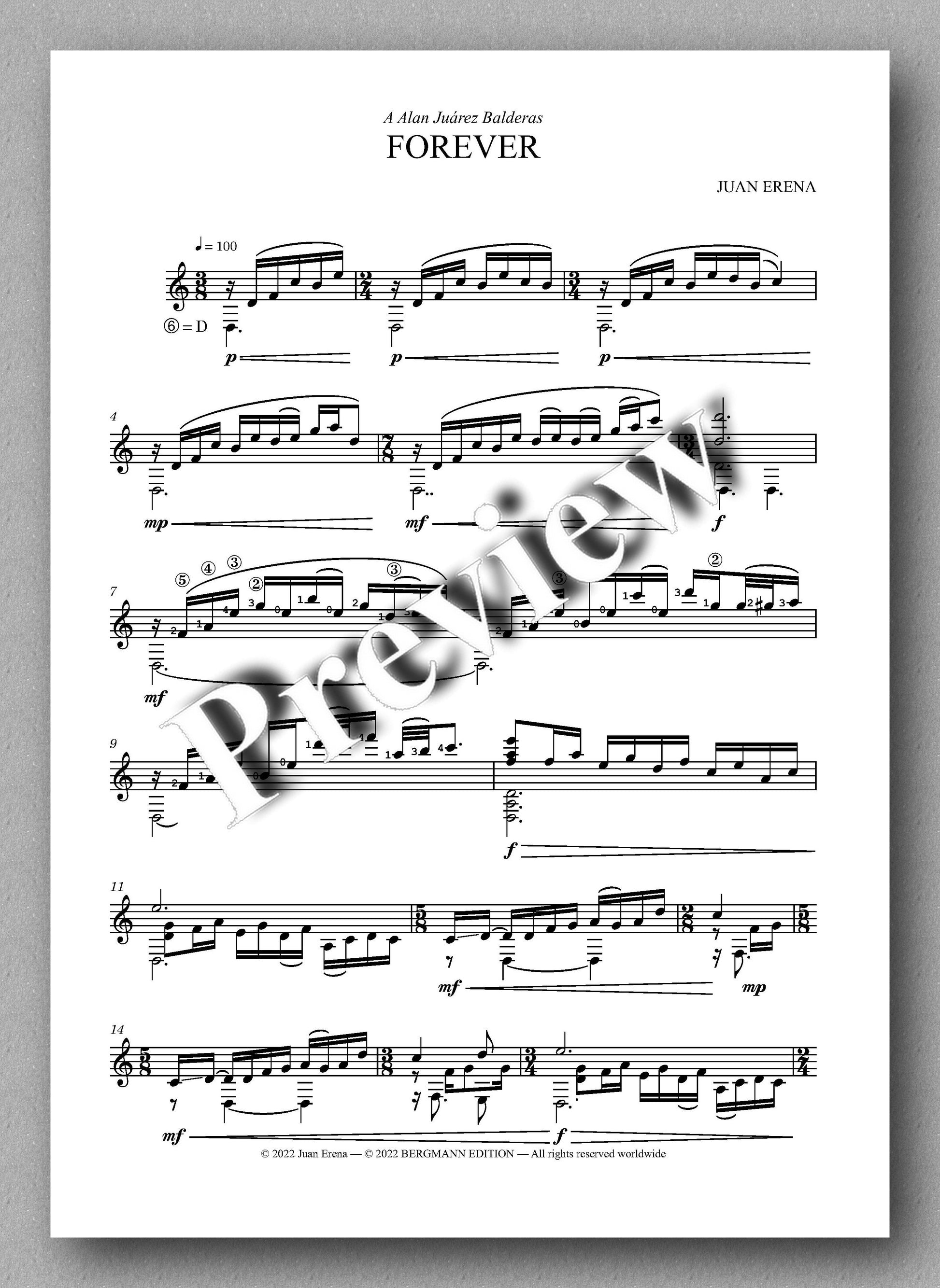 Juan Erena, Forever - preview of the music score 1