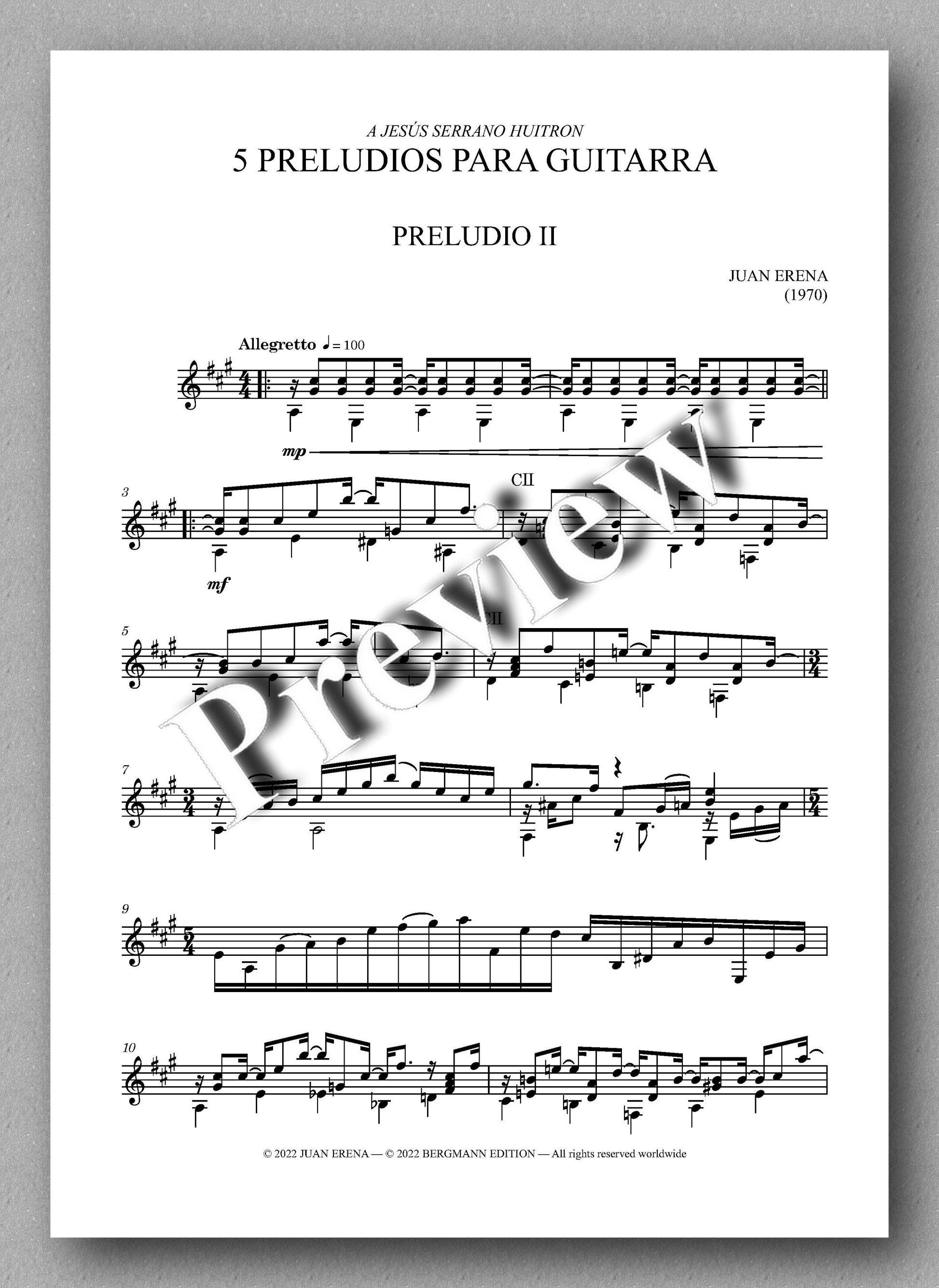 Juan Erena, PRELUDIO II - preview of the music score