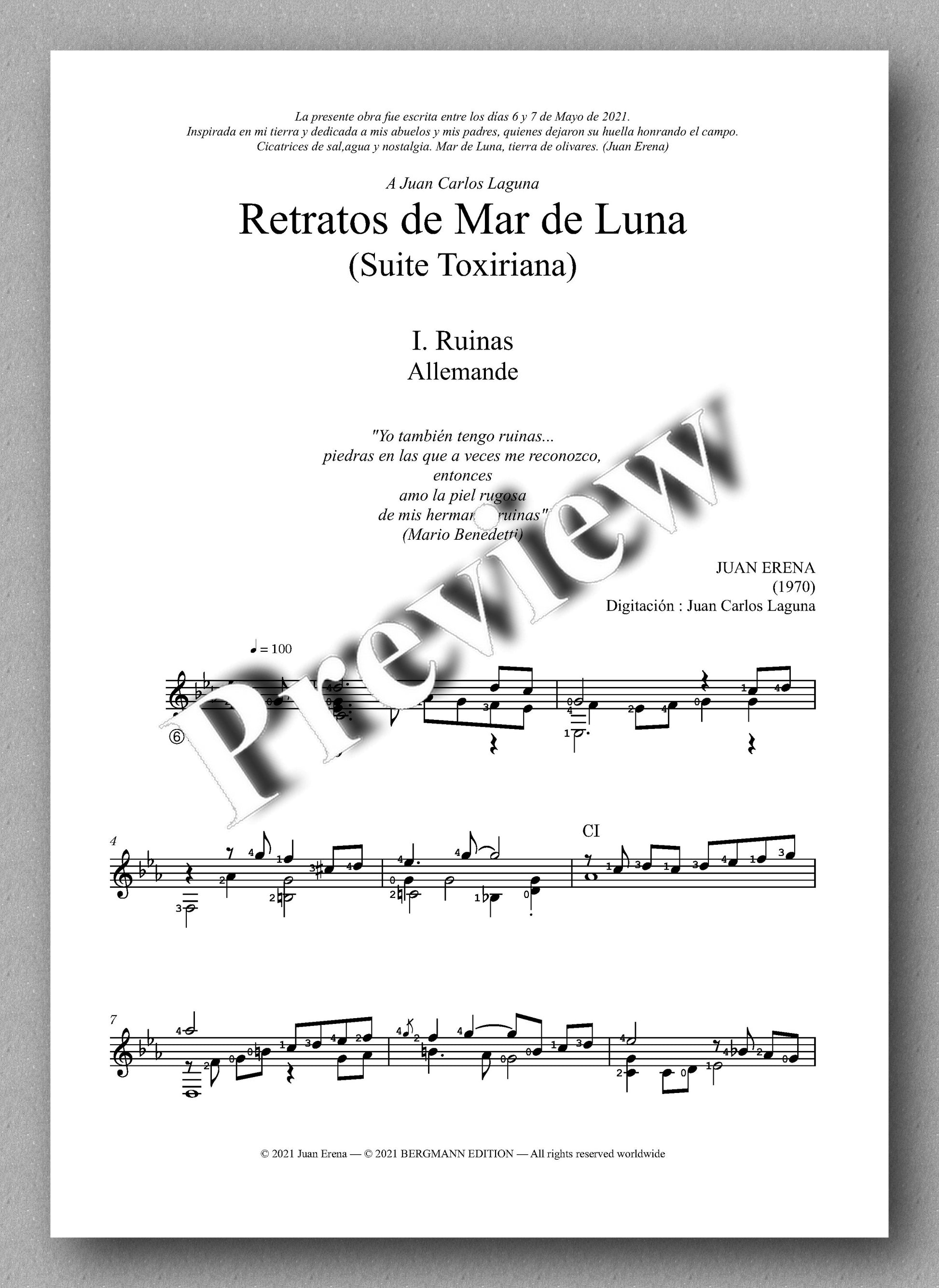 Erena, Retratos de Mar de Luna - Music score 1