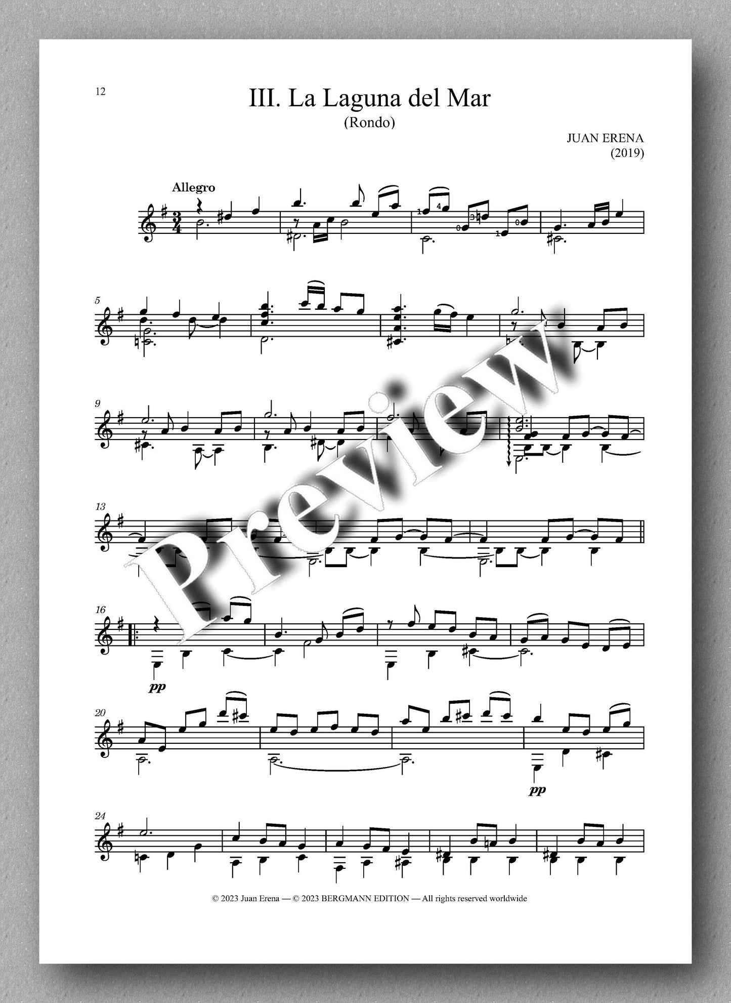 Juan Erena, Sonata III, “ Sonata Insular” - preview of the musicscore 3