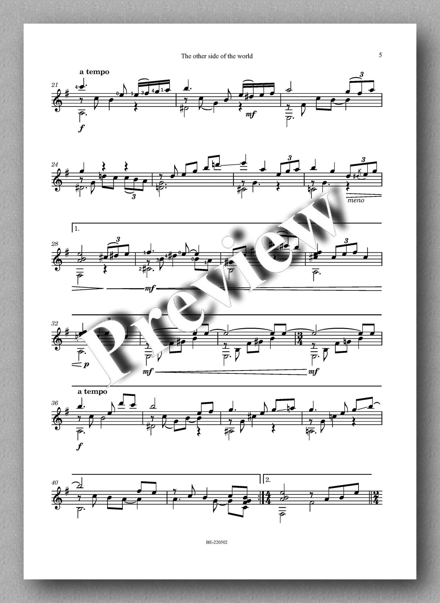Erena, The Other Side of the World - music score 2