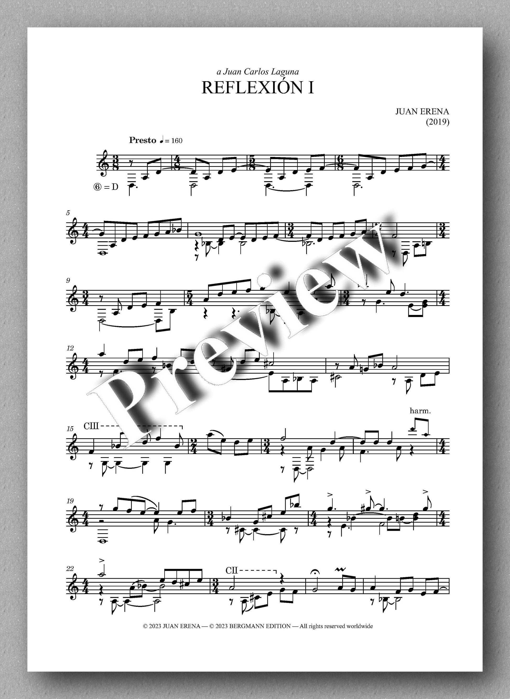 Juan Erena, DOS REFLEXIONES - preview of the music score 1