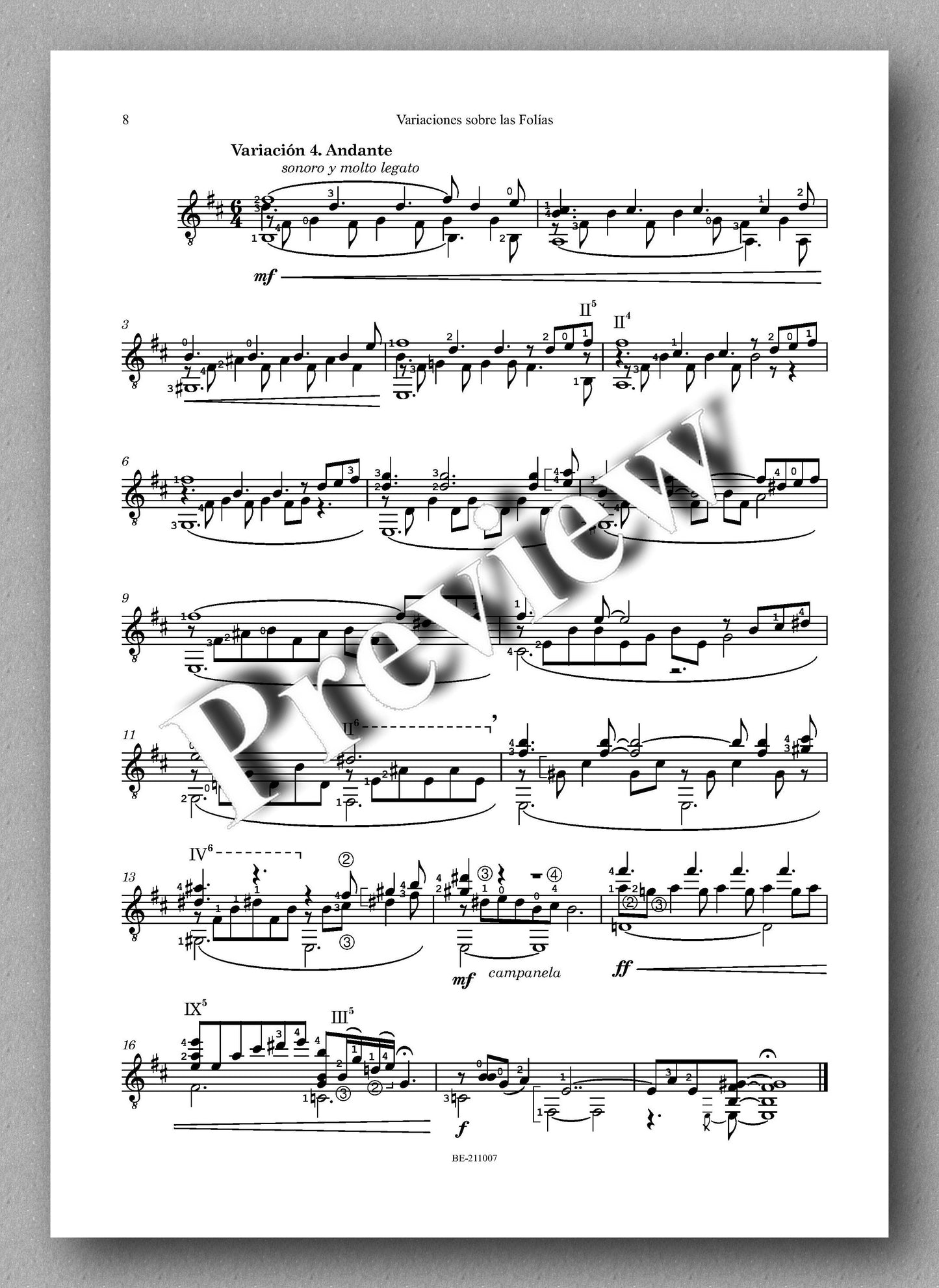 Erena, Variaciones sobre las Folías - music score 3