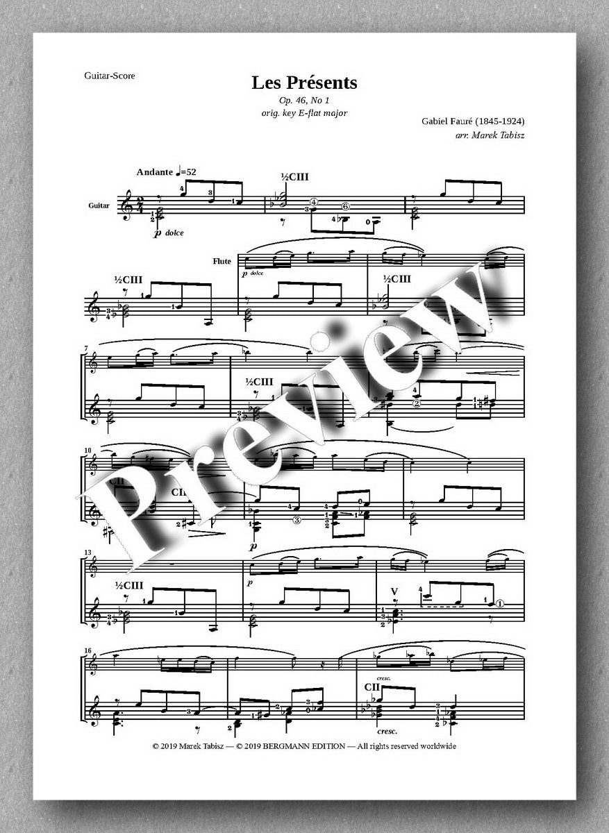 GABRIEL FAURÉ, LES PRËSENTS - Op. 46, № 1 - preview of the music score