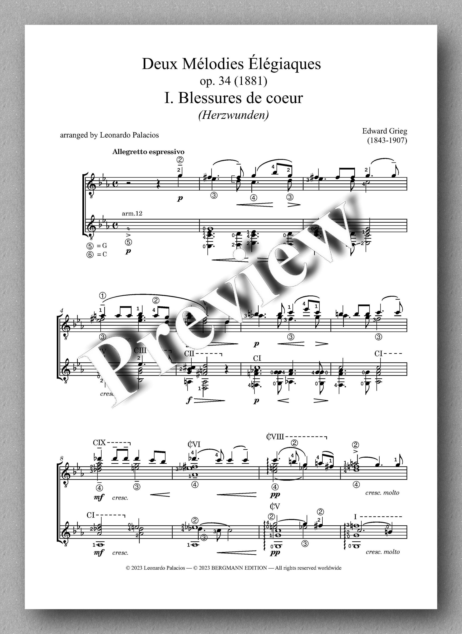 Edward Grieg, Deux Mélodies Élégiaques, op. 34 - preview of the music score 1