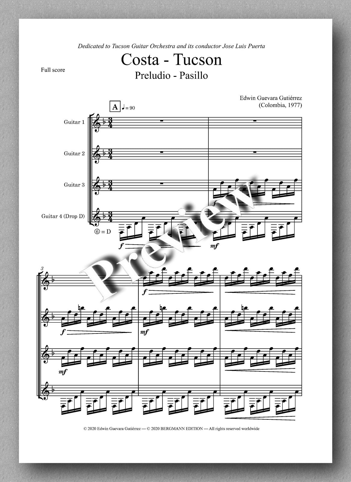 COSTA - TUCSON by Edwin Guevara Gutiérrez  - preview of the music score 1