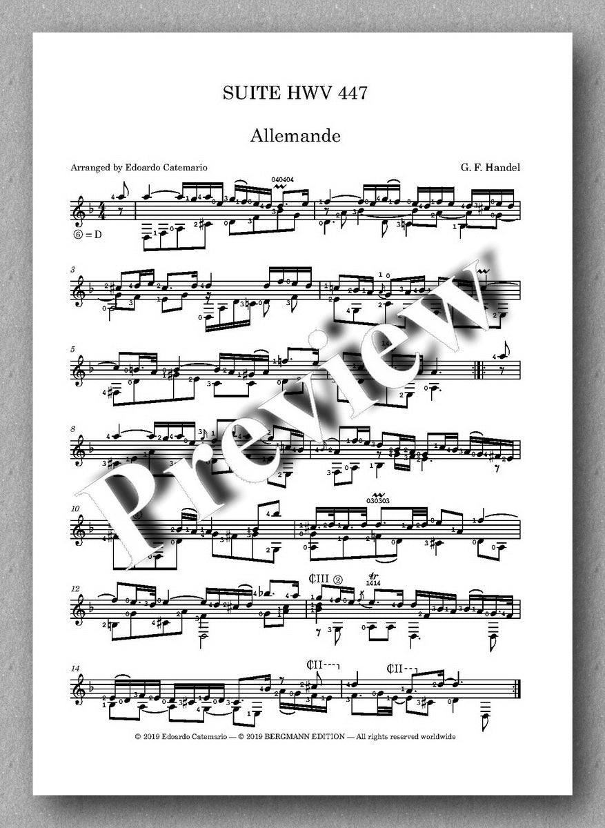 G. F. Händel, Suite HWV 447 - preview of the music score 1