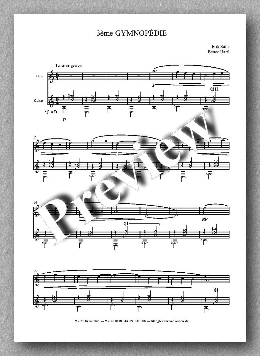 Eric Satie, Trois GYMNOPÉDIES - preview of the music score 2