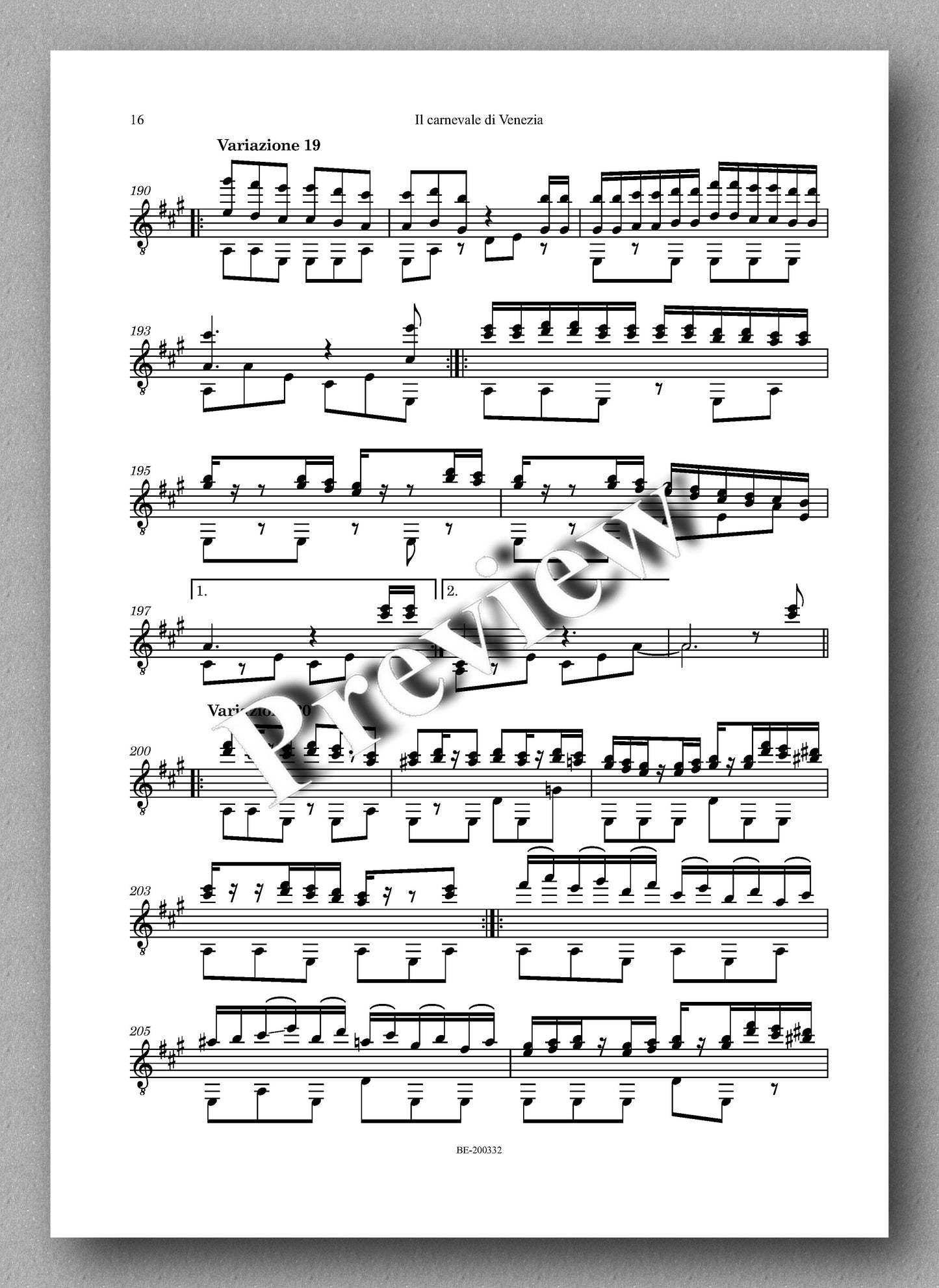 Niccolò Paganini, Il carnevale di Venezia-Tema e variazioni  - preview of the music score 3