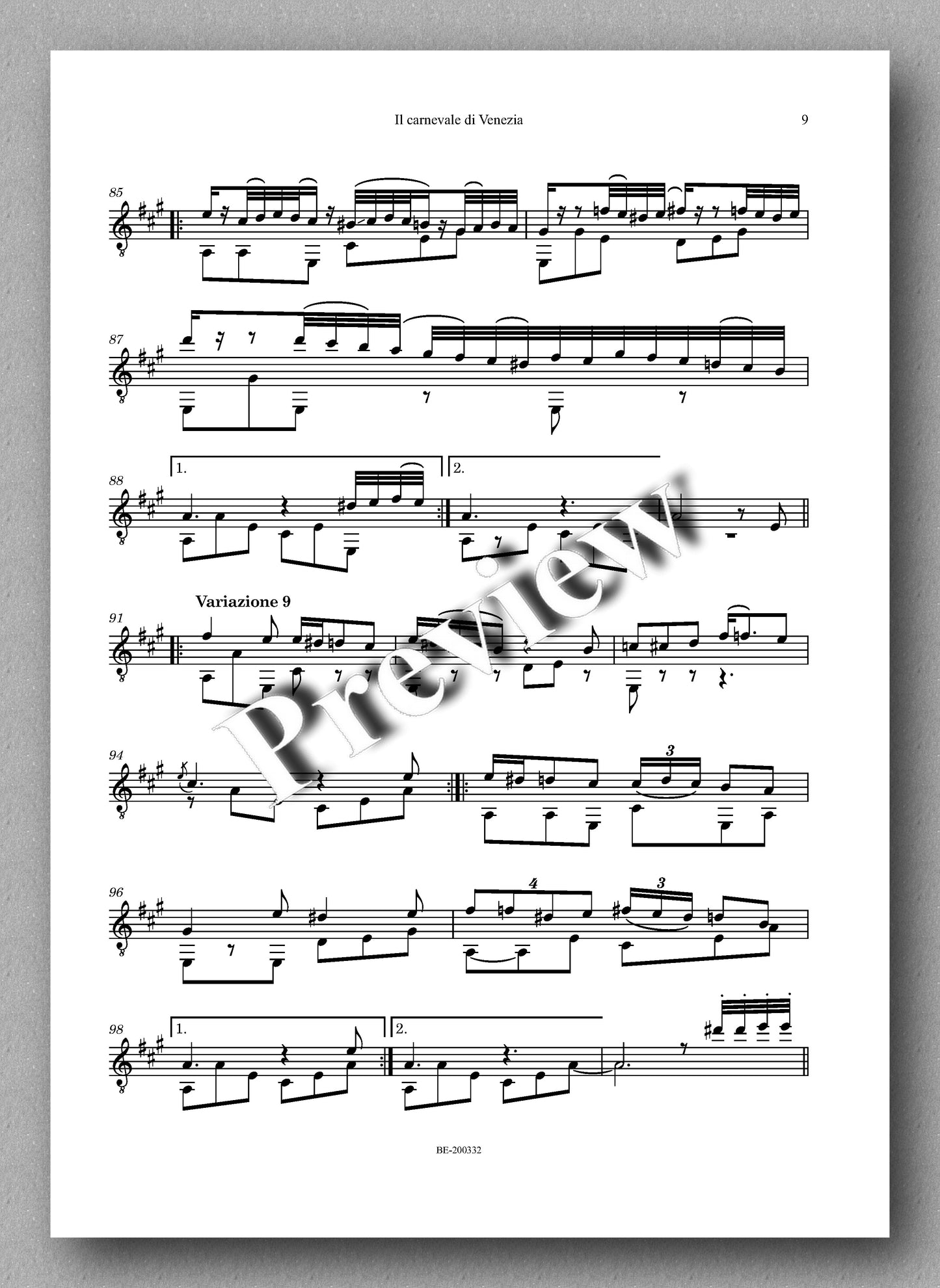 Niccolò Paganini, Il carnevale di Venezia-Tema e variazioni  - preview of the music score 2