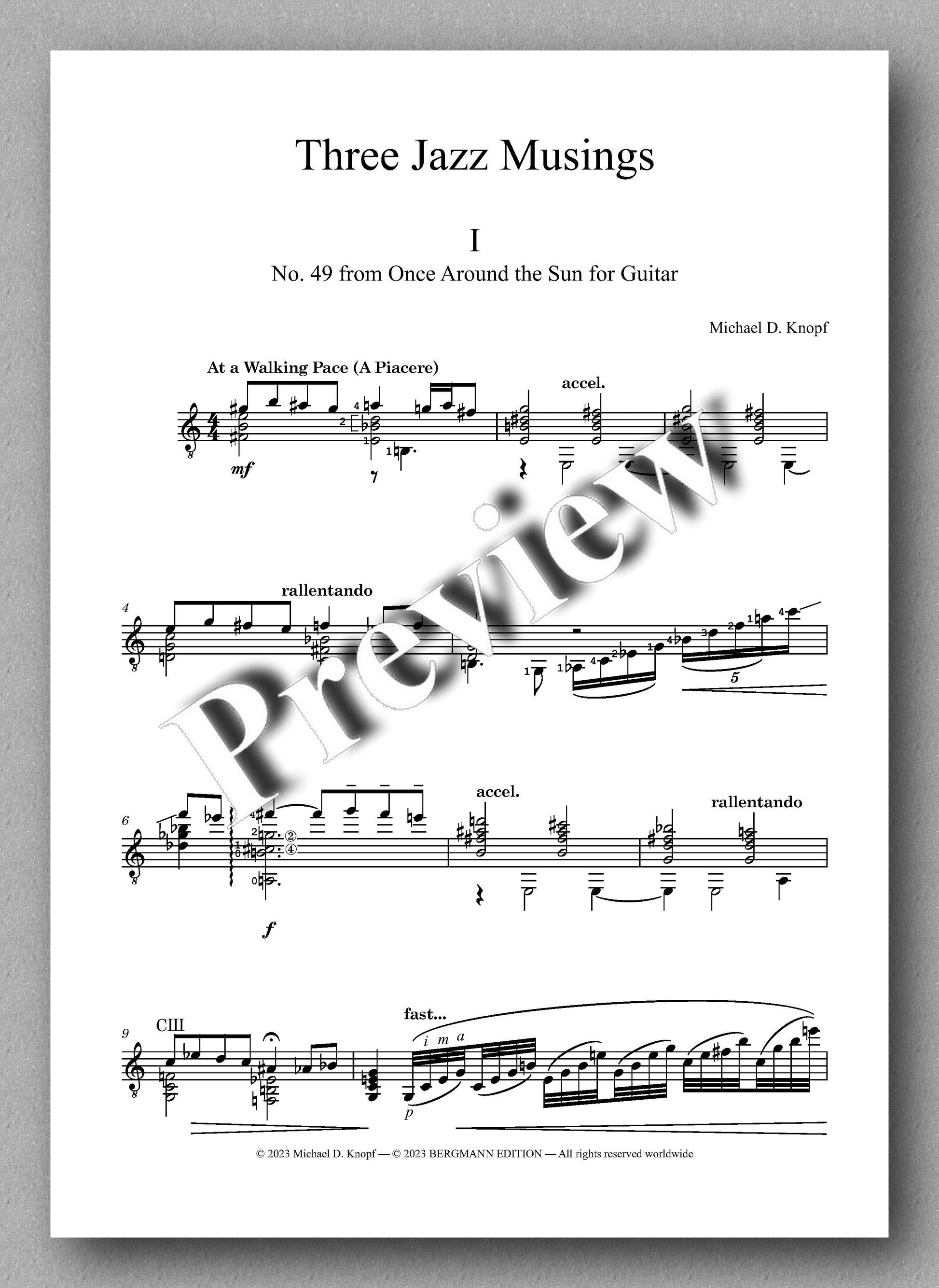Three Jazz Musings by Dr. Michael Knopf - preview of the music score 1