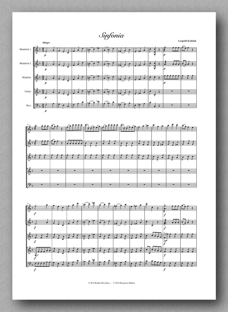 Leopold Antonín Koželuh (1747-1818), Sinfonia - preview of the score