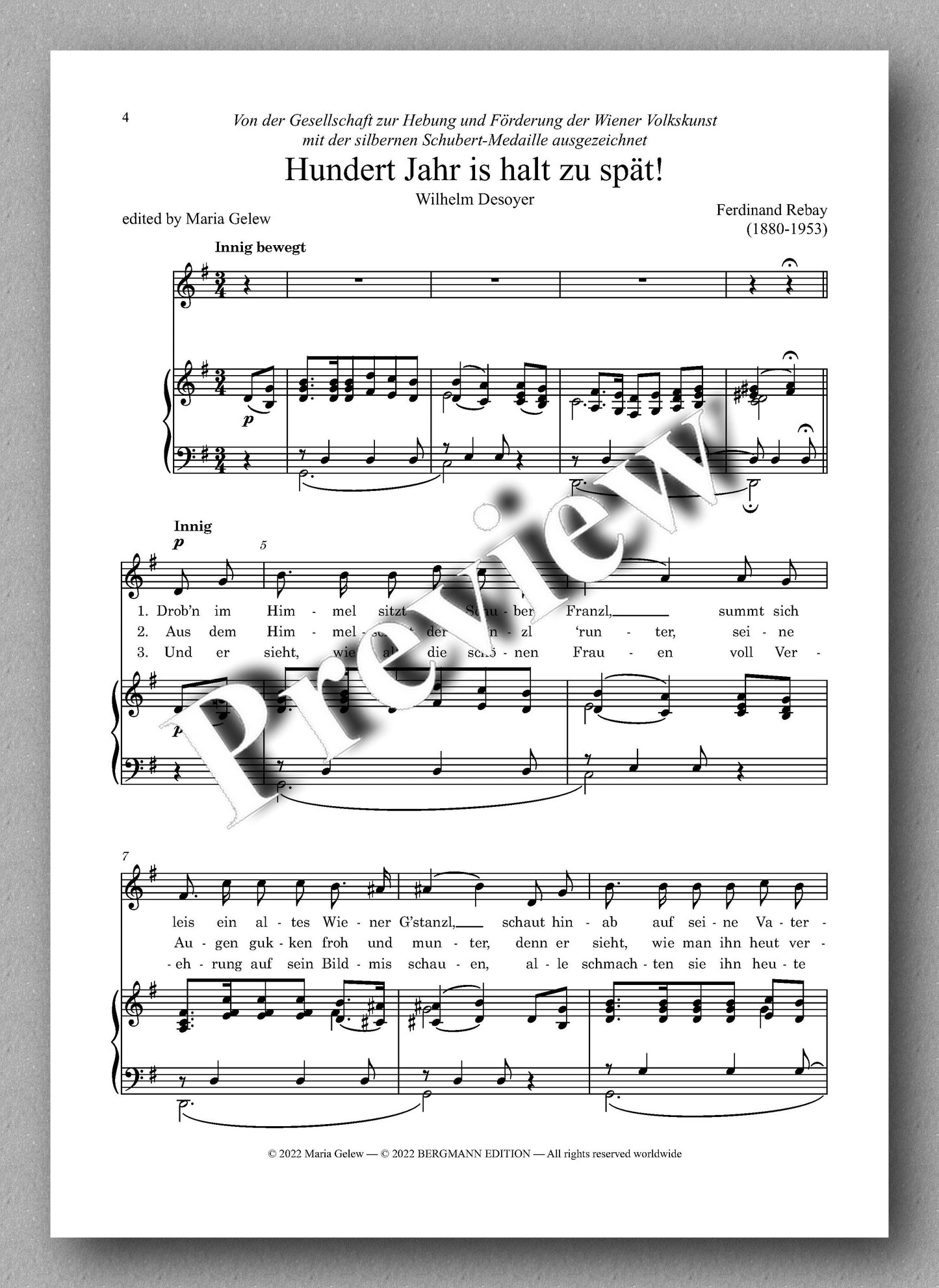 Ferdinand Rebay, Lieder nach Gedichten von Wilhelm Desoyer - preview of the music score 1