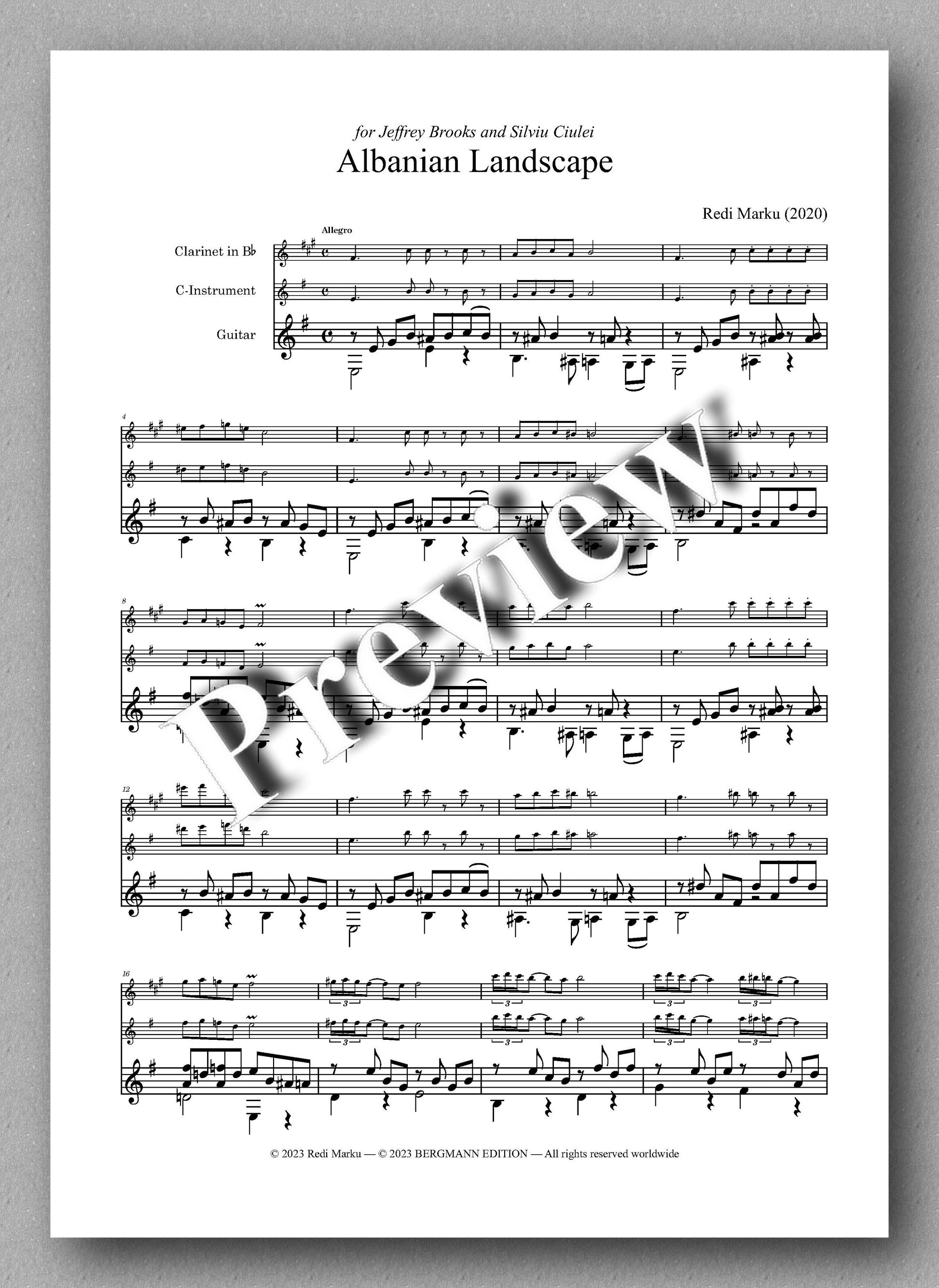 Albanian Landscape by Redi Marku - preview of the music score 1
