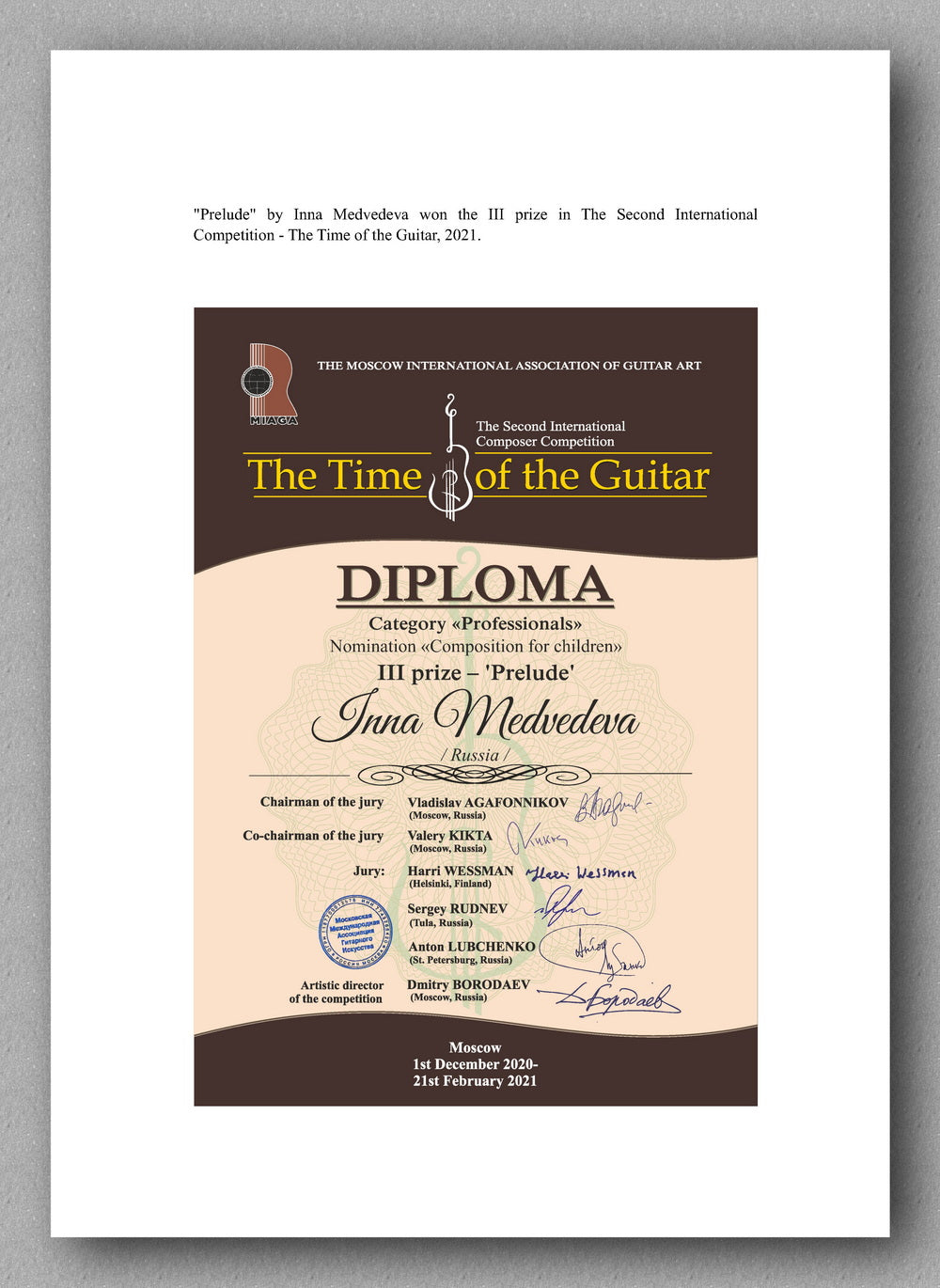 Medvedeva, Prelude - diploma