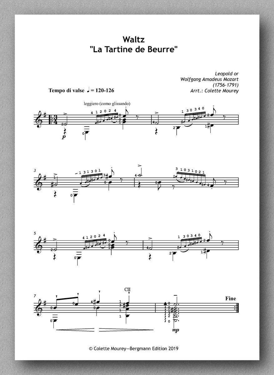 Mozart - Mourey, Waltz La Tartine de Beurre - preview of the score
