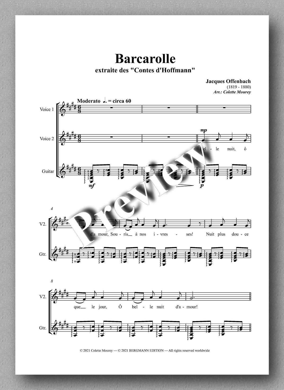Offenbach-Mourey, Barcarolle - music score 1