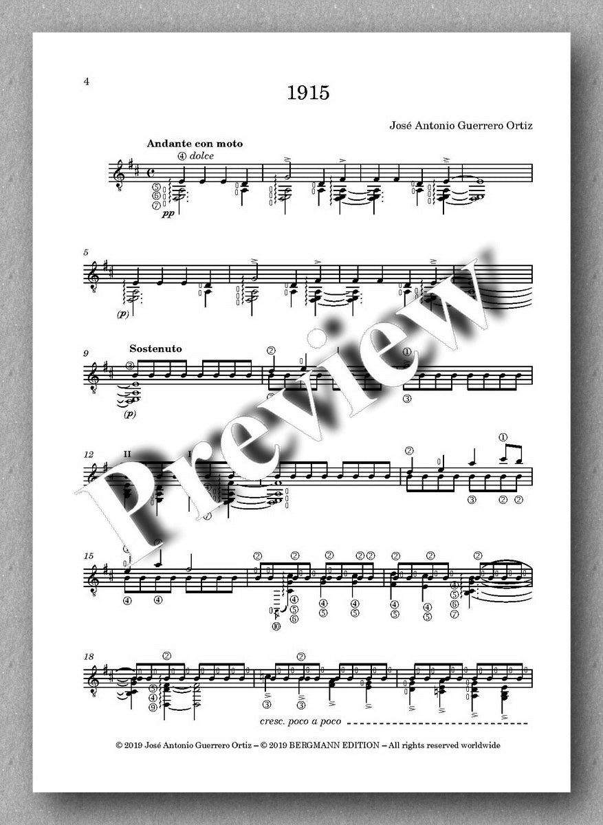 1915 by José Antonio Guerrero Ortiz - preview of the music score 1