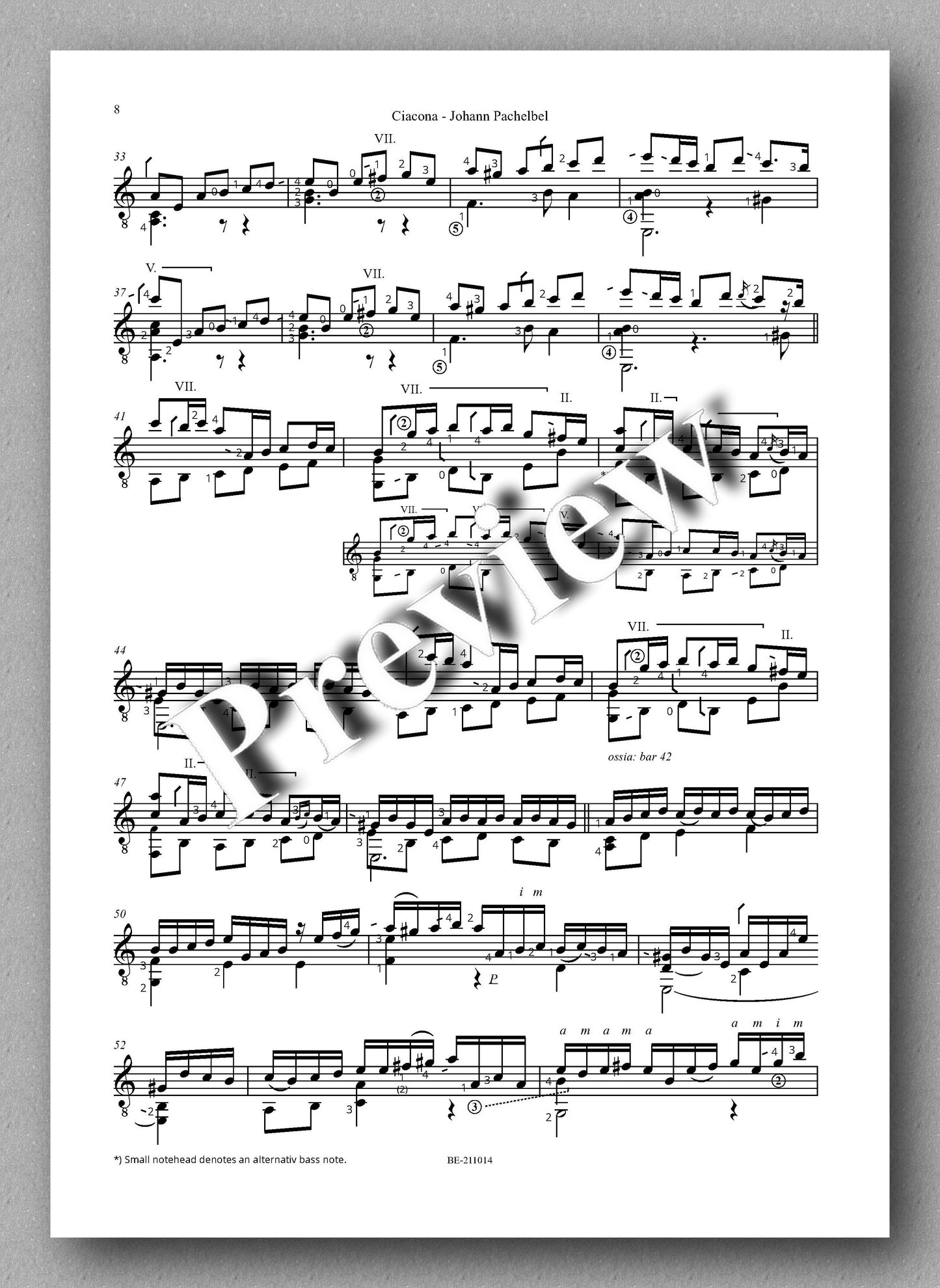 Pachelbel-Stevens, Ciacona - music score 2