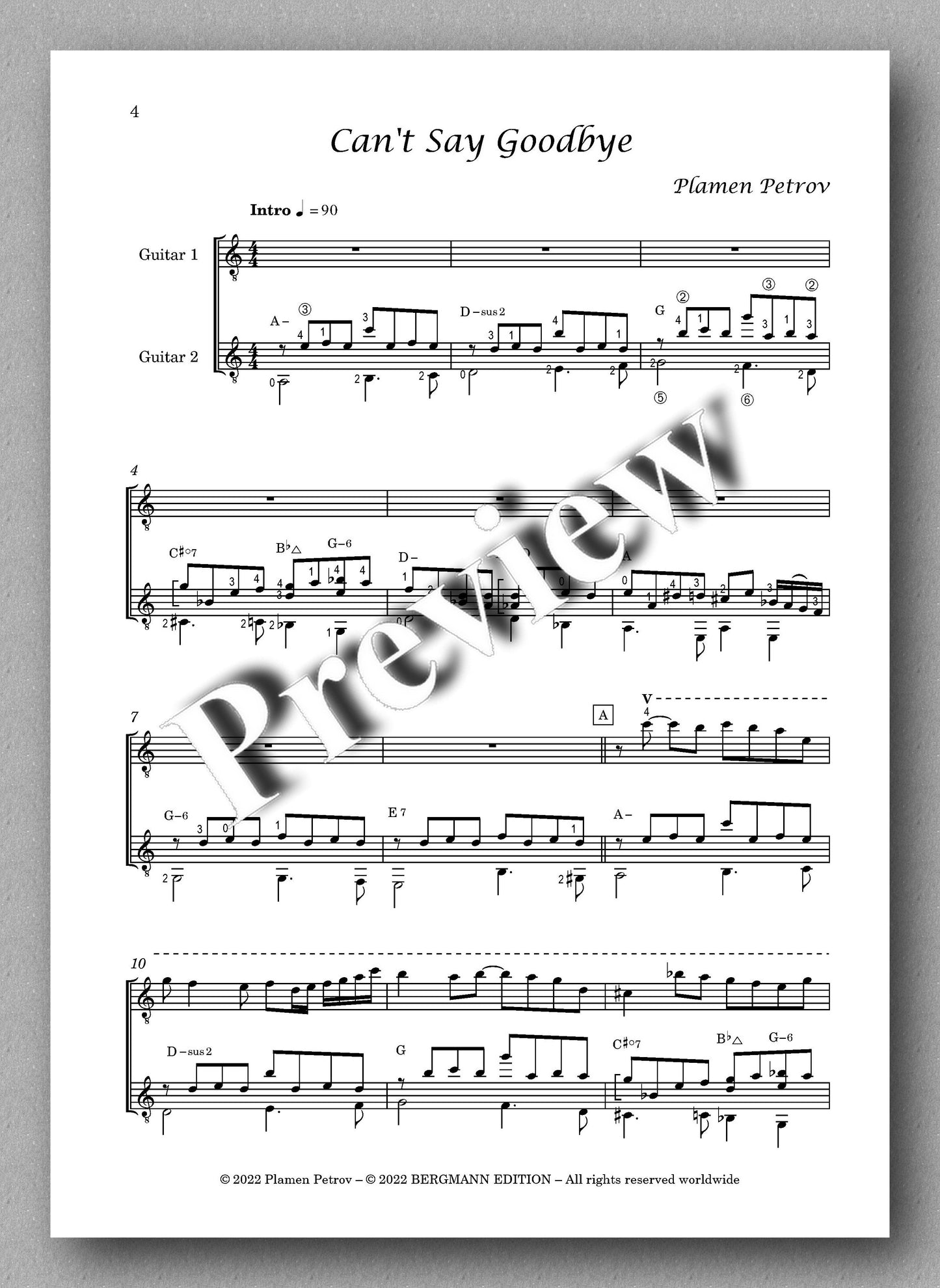Petrov, Can't Say Goodbye - music score 1