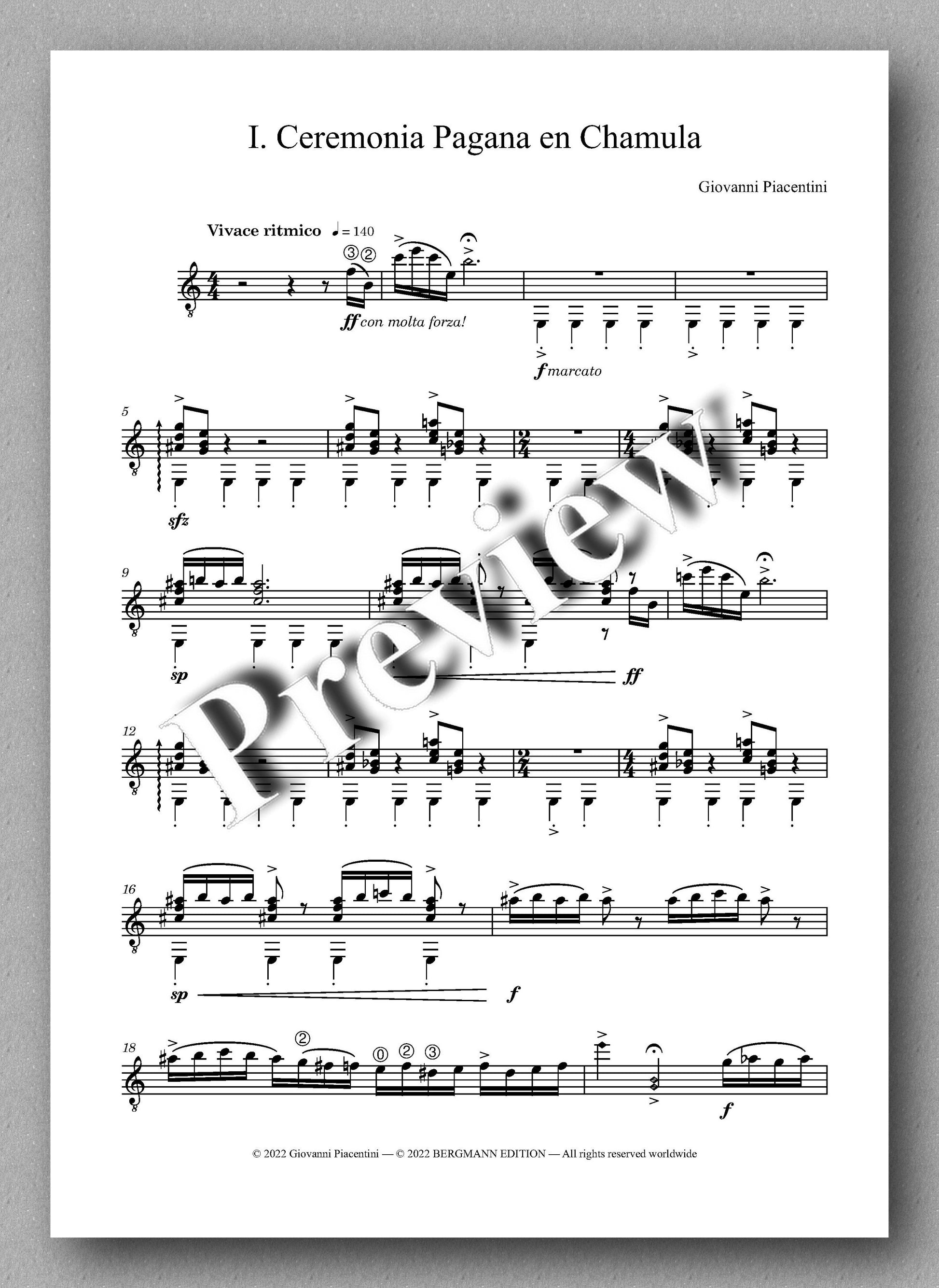 Giovanni Piacentini, Six Preludes - preview of the music score 1